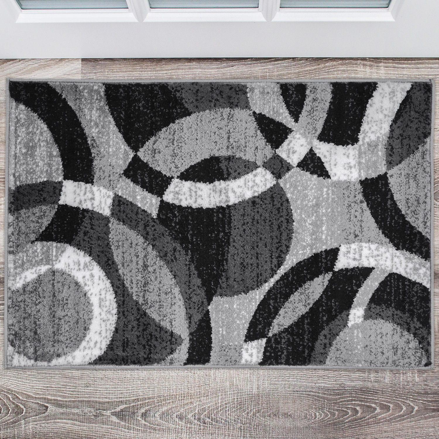 World Rug Gallery Geometric Circles Gray 2' x 3' Area Rug