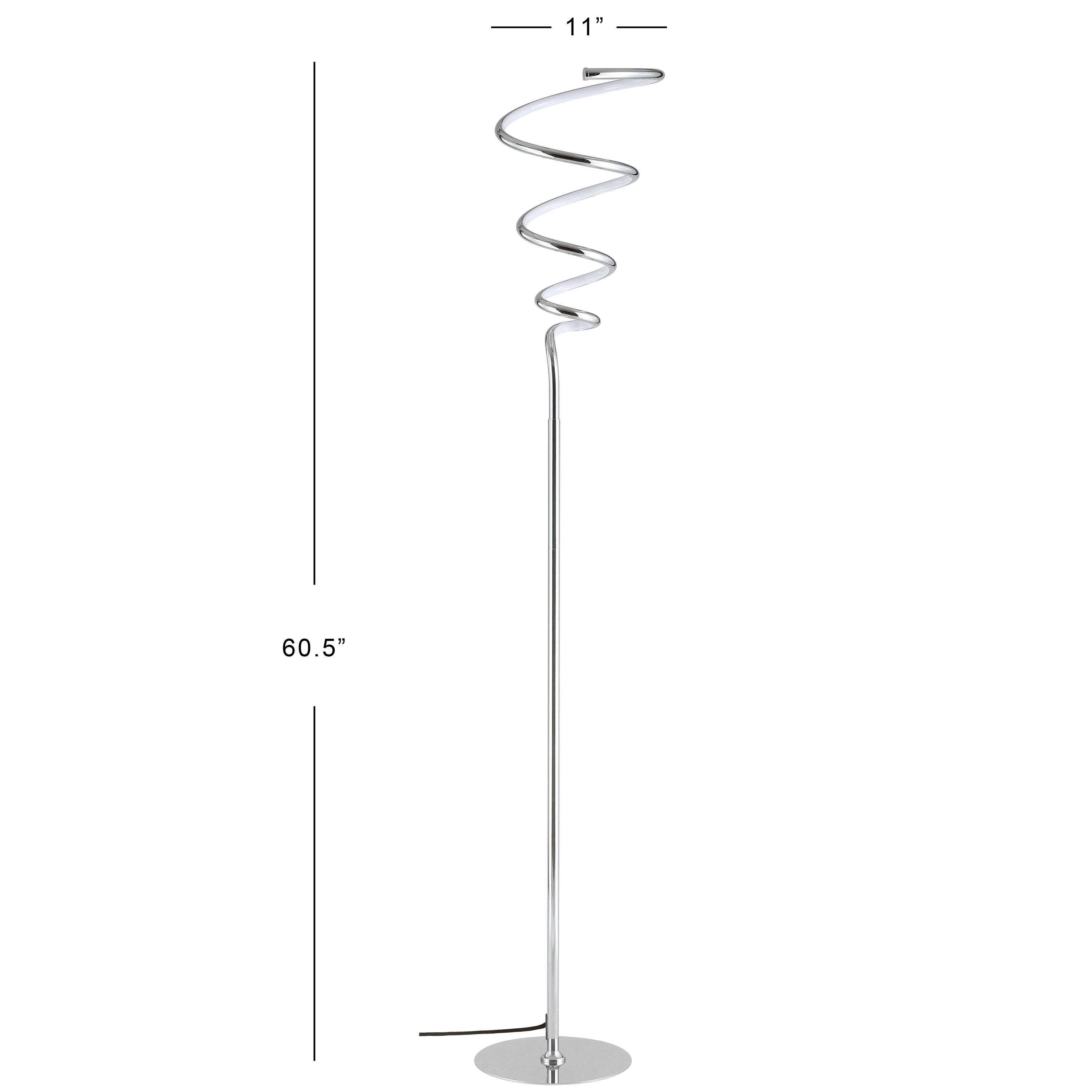 JONATHAN Y JYL7027A Scribble 60.5" Modern Dimmable Metal Integrated LED Floor Lamp, Contemporary, Minimalist, Glam for living room, dinning room, bedroom, office, Chrome