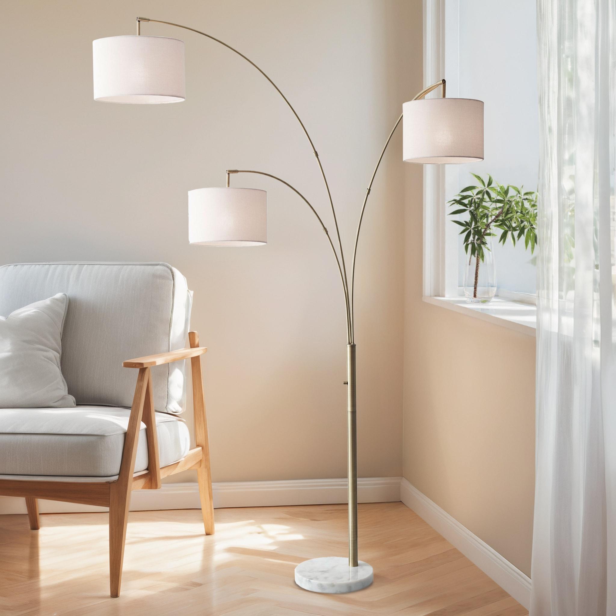 74" 3 Arm Bowery Arc Lamp Antique Brass - Adesso