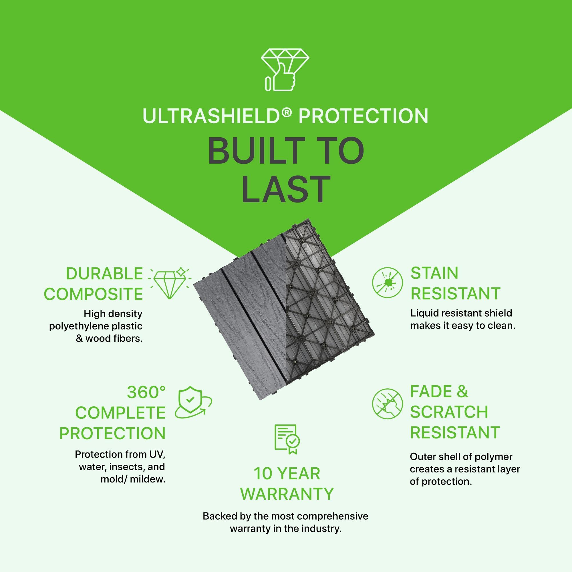 UltraShield Naturale Composite 12" x 12" Interlocking Deck Tile