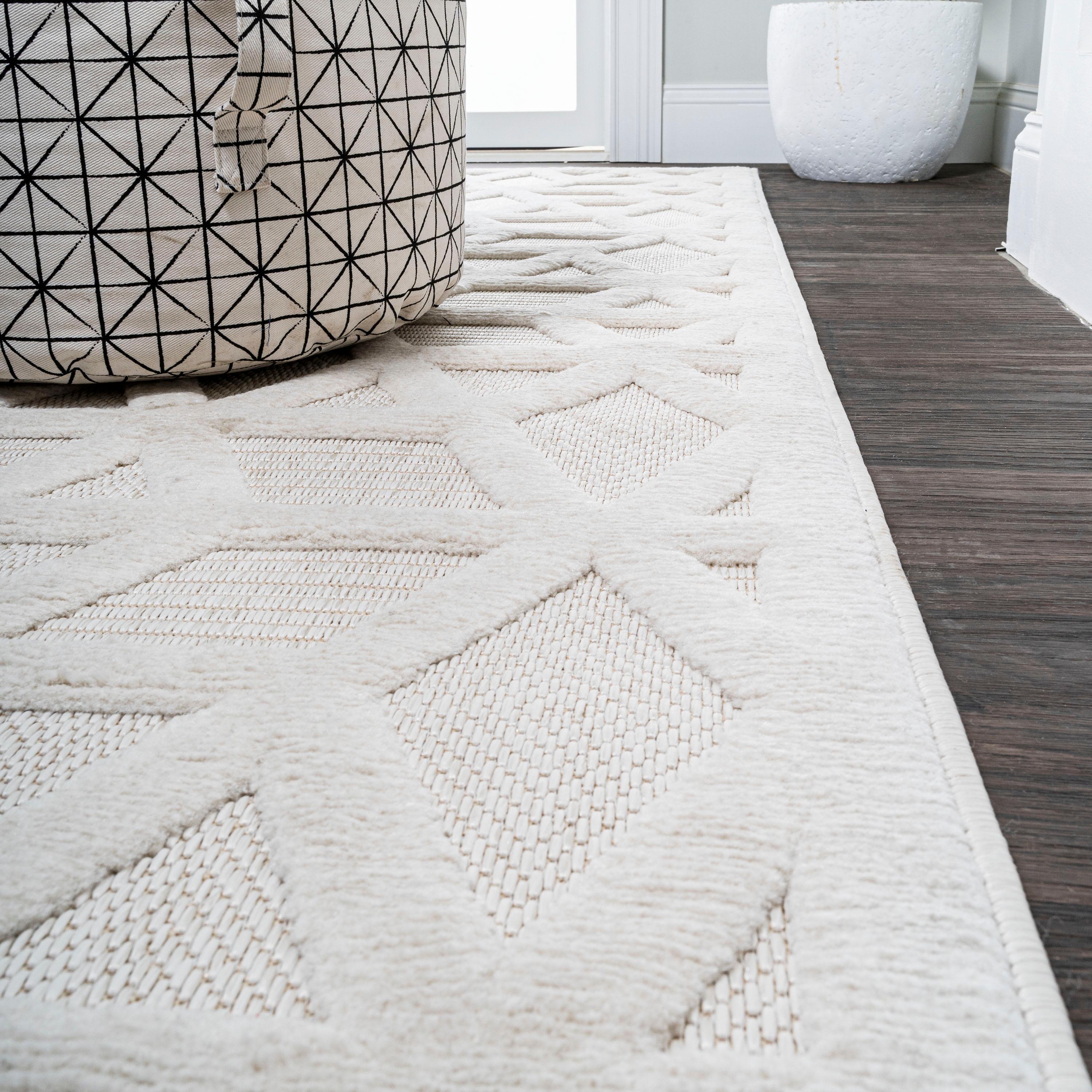 3'x5' Talaia Neutral Geometric Indoor/Outdoor Area Rug, Ivory - JONATHAN Y