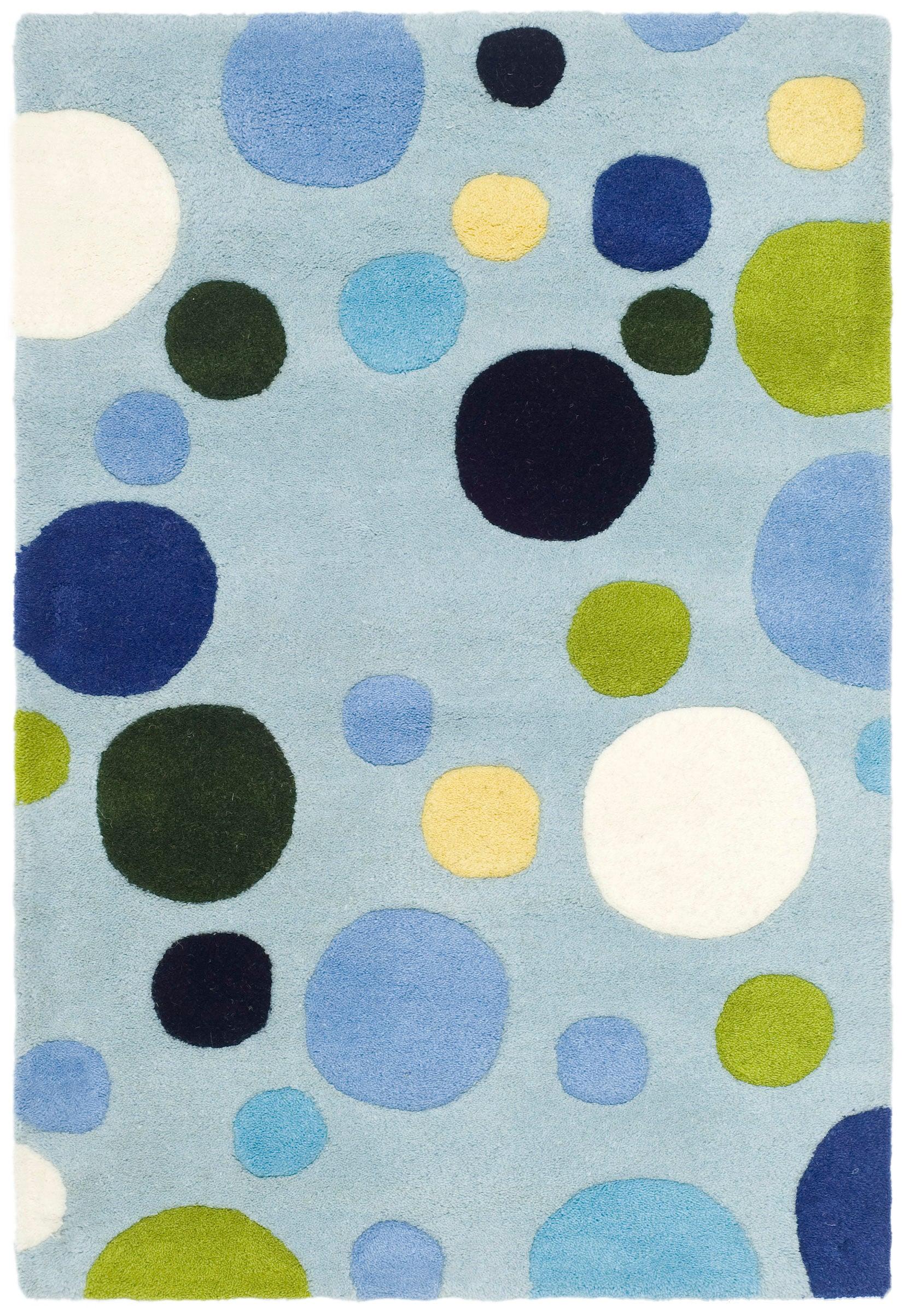 Handmade Tufted Blue/Multi Wool and Viscose Square Rug, 2' x 3'