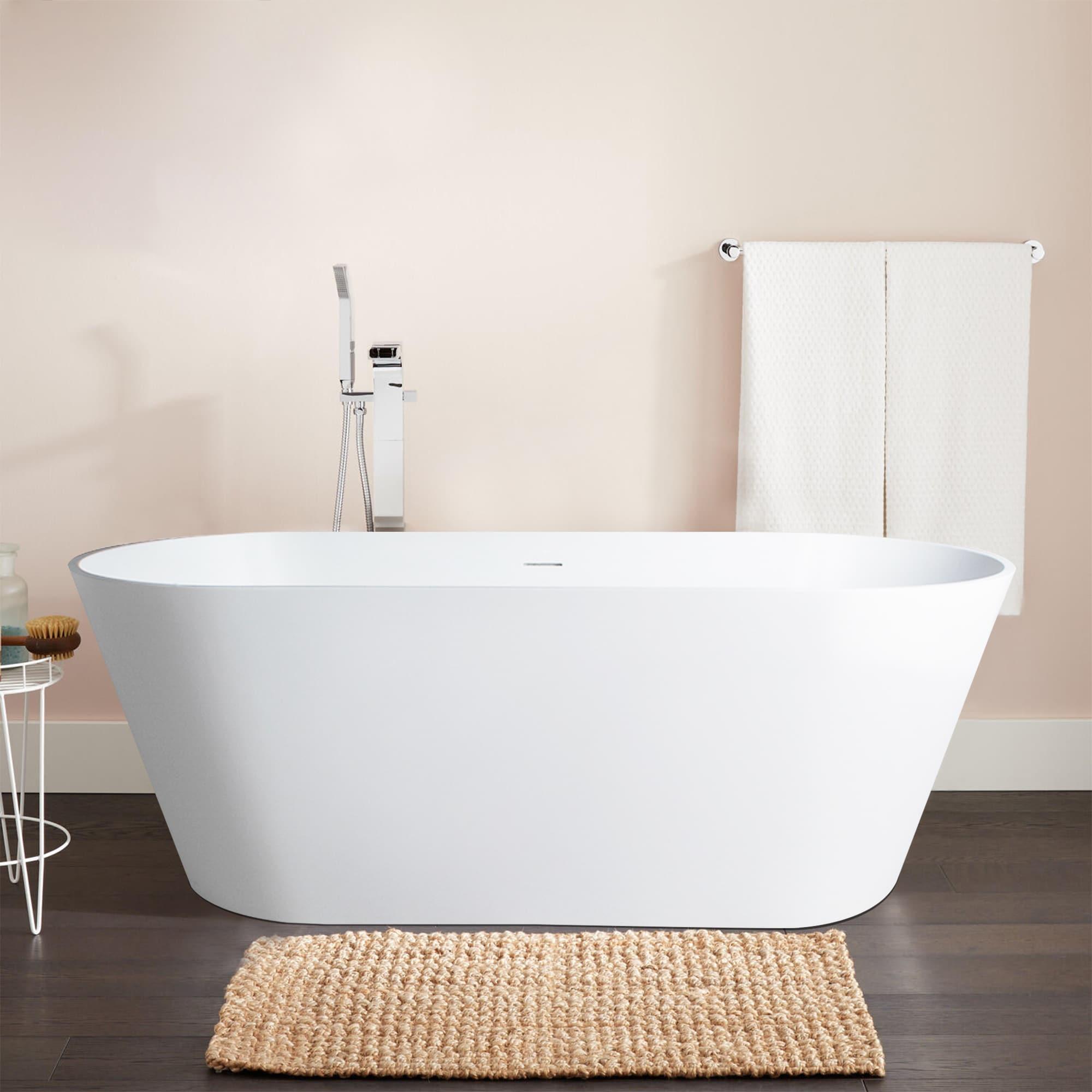 65" x 30" Freestanding Soaking Solid Surface Bathtub