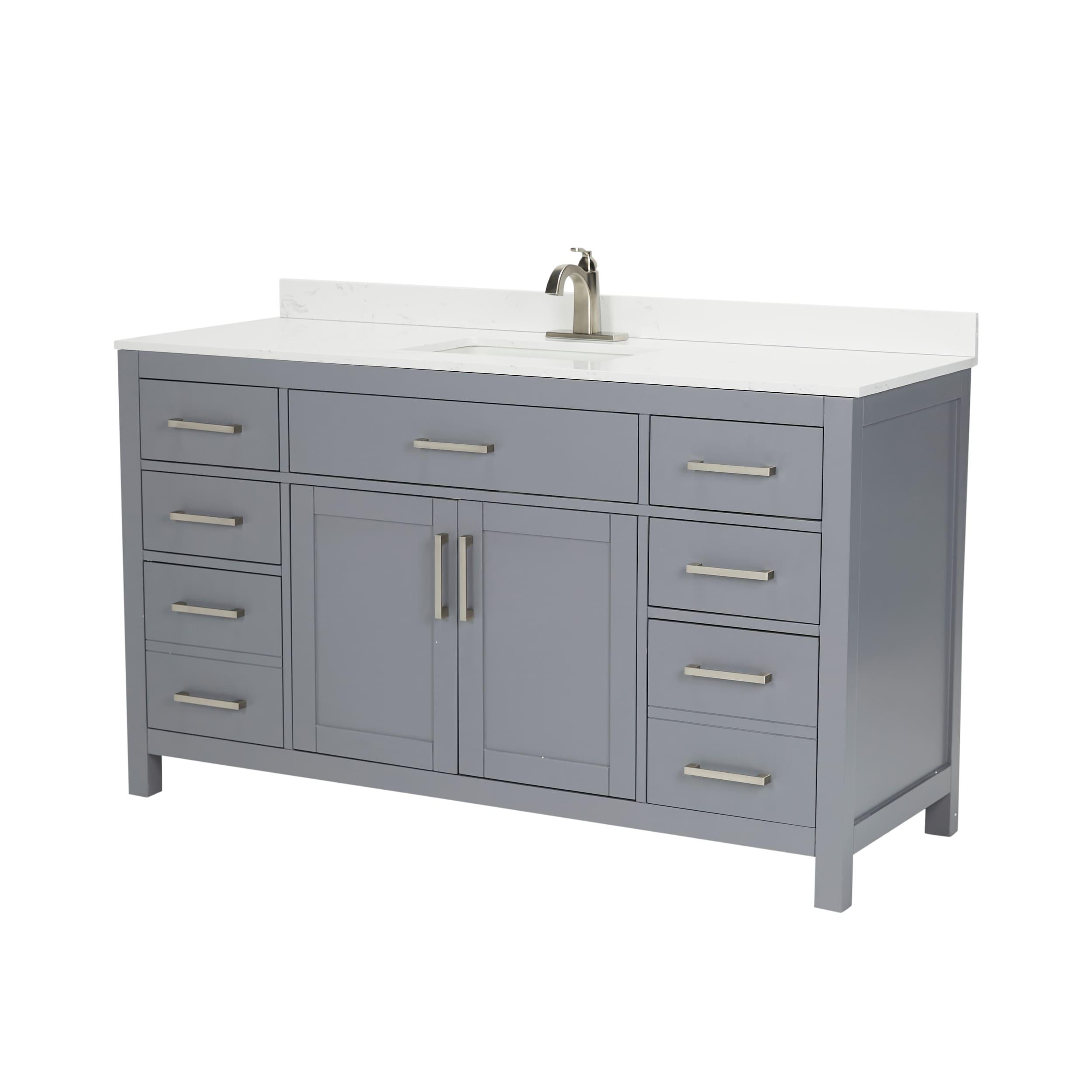 Beckett 60" Freestanding Single Bathroom Vanity with Cultured Marble Top