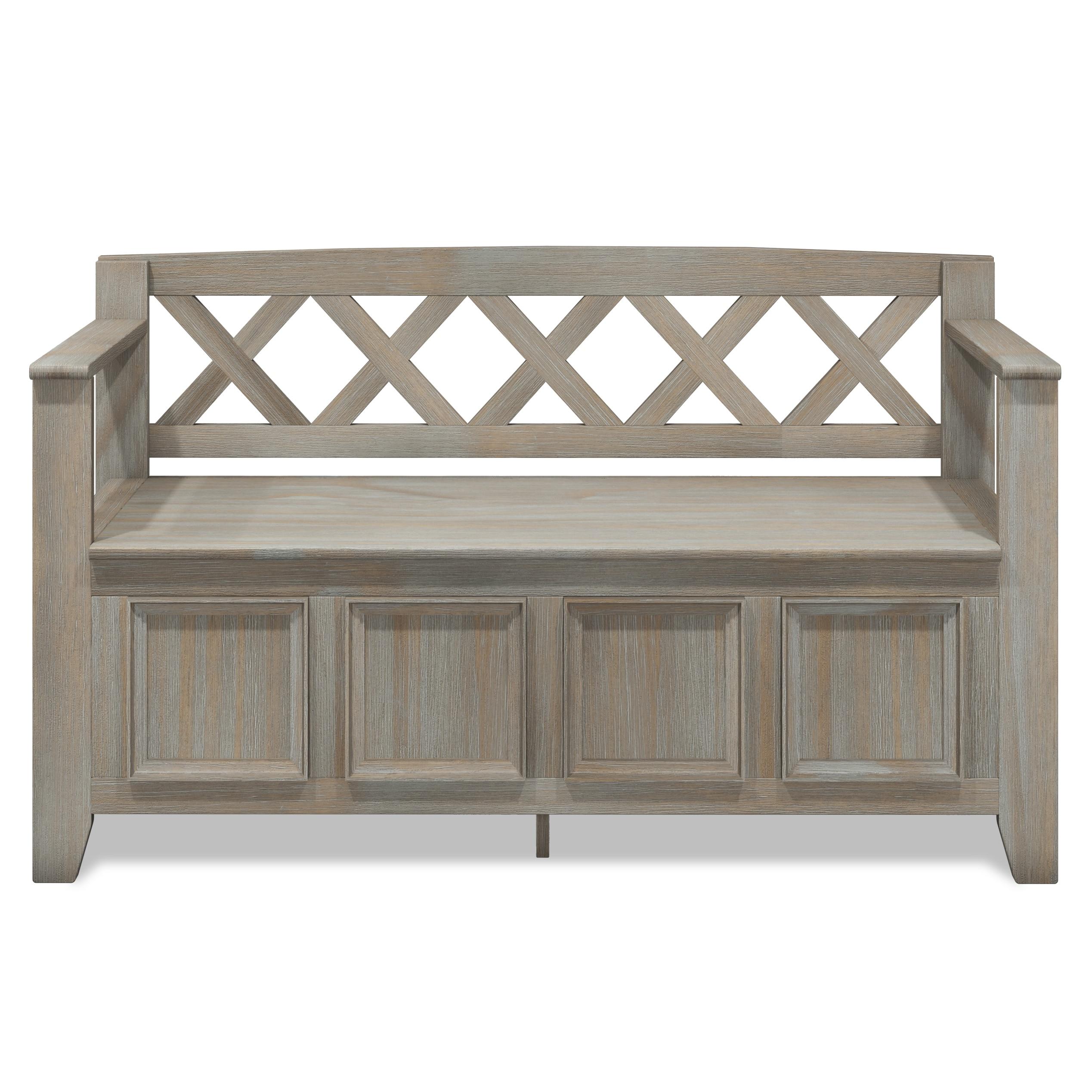 Simpli Home Amherst Solid Wood Entryway Storage Bench in Gray