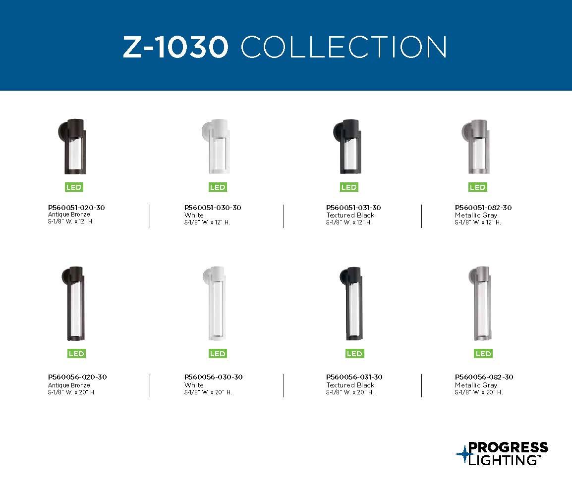 Progress Lighting Z-1030 1-Light Outdoor LED Sconce, Aluminum, Black Finish, Clear Glass Shade