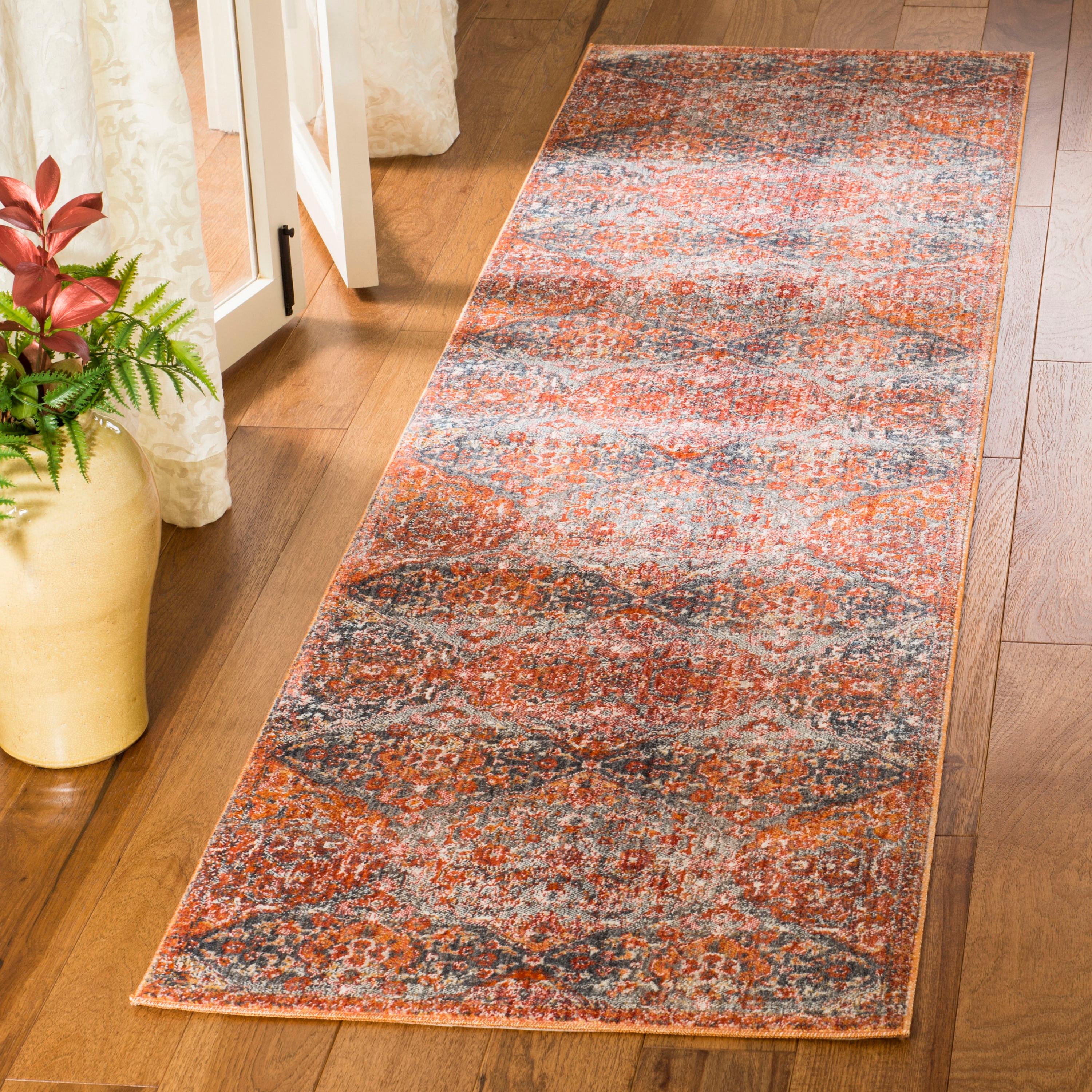 Vintage Persian VTP470 Power Loomed Indoor Runner Rug - Aqua/Orange - 2'2"x8' - Safavieh.