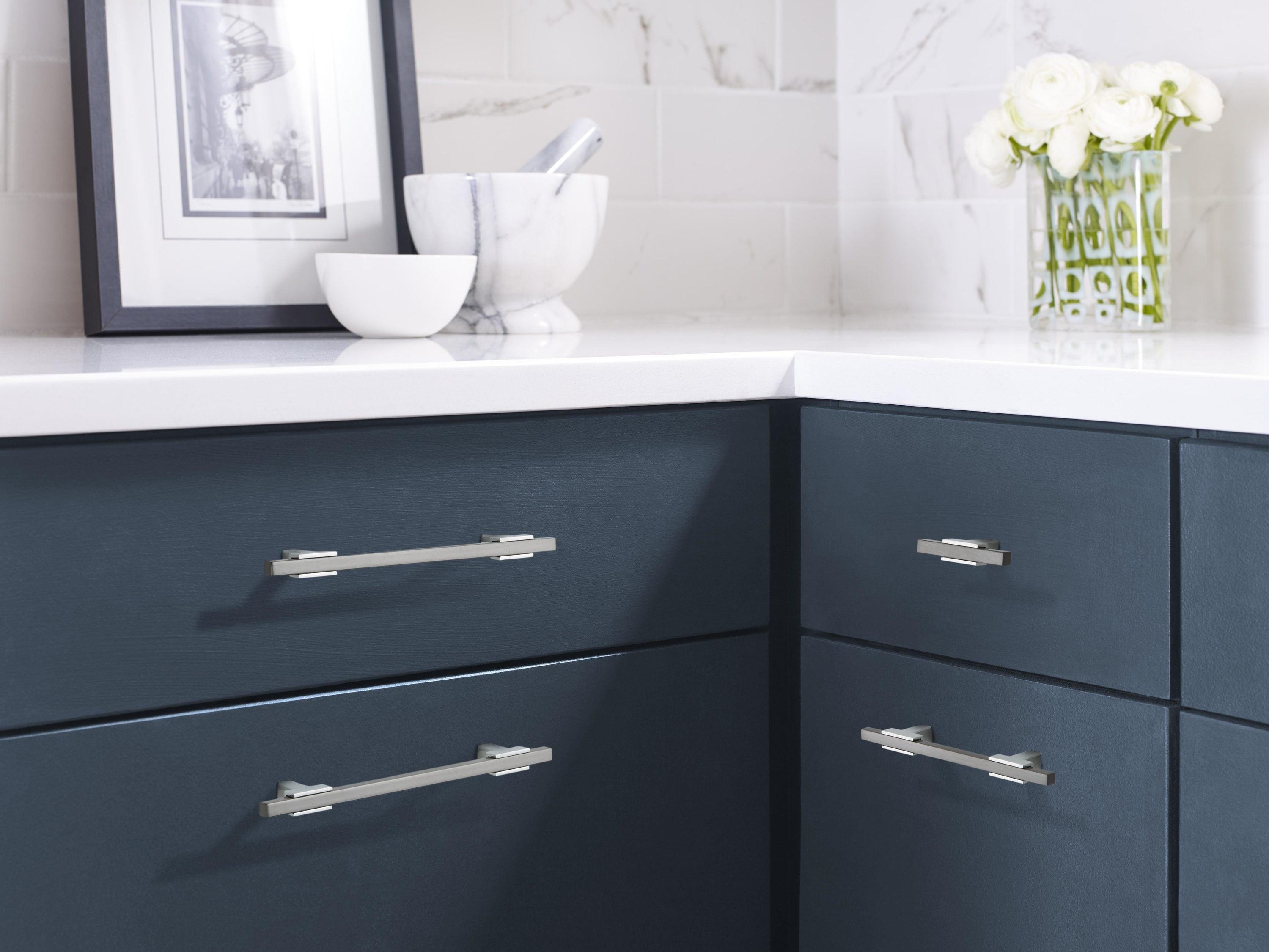 Amerock Urbanite 6-5/16 inch (160mm) Center-to-Center Polished Chrome/Black Chrome Cabinet Pull