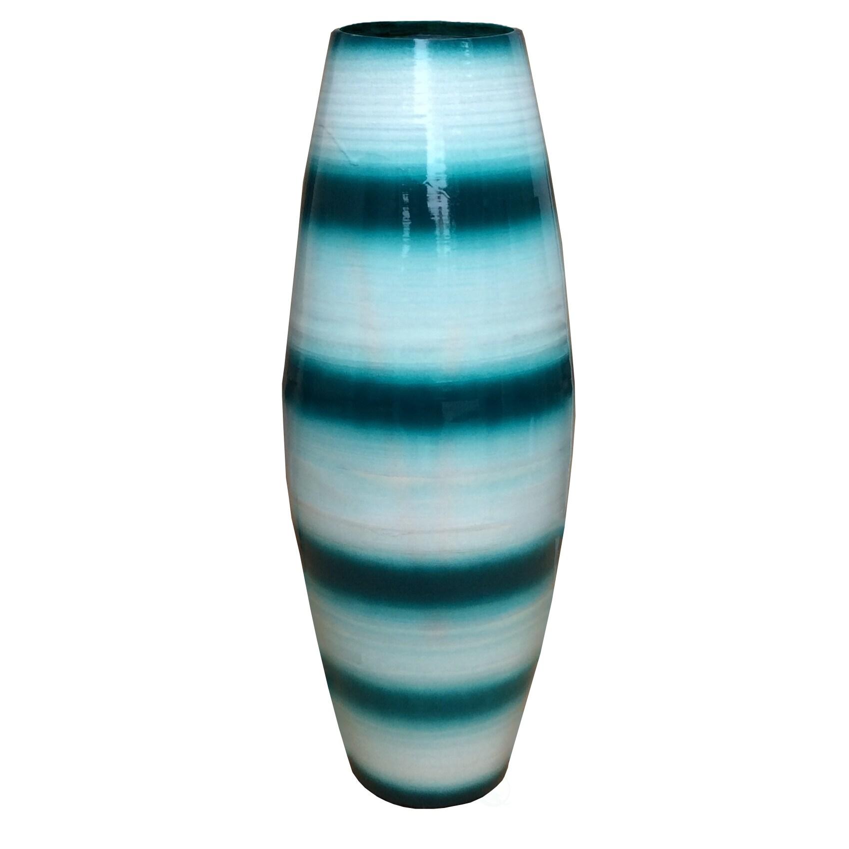 Uniquewise Bamboo Cylinder Floor Vase  - Handcrafted Tall Decorative Vase - Ideal for Dining Room, Living Room, 16.5 Inch, Blue
