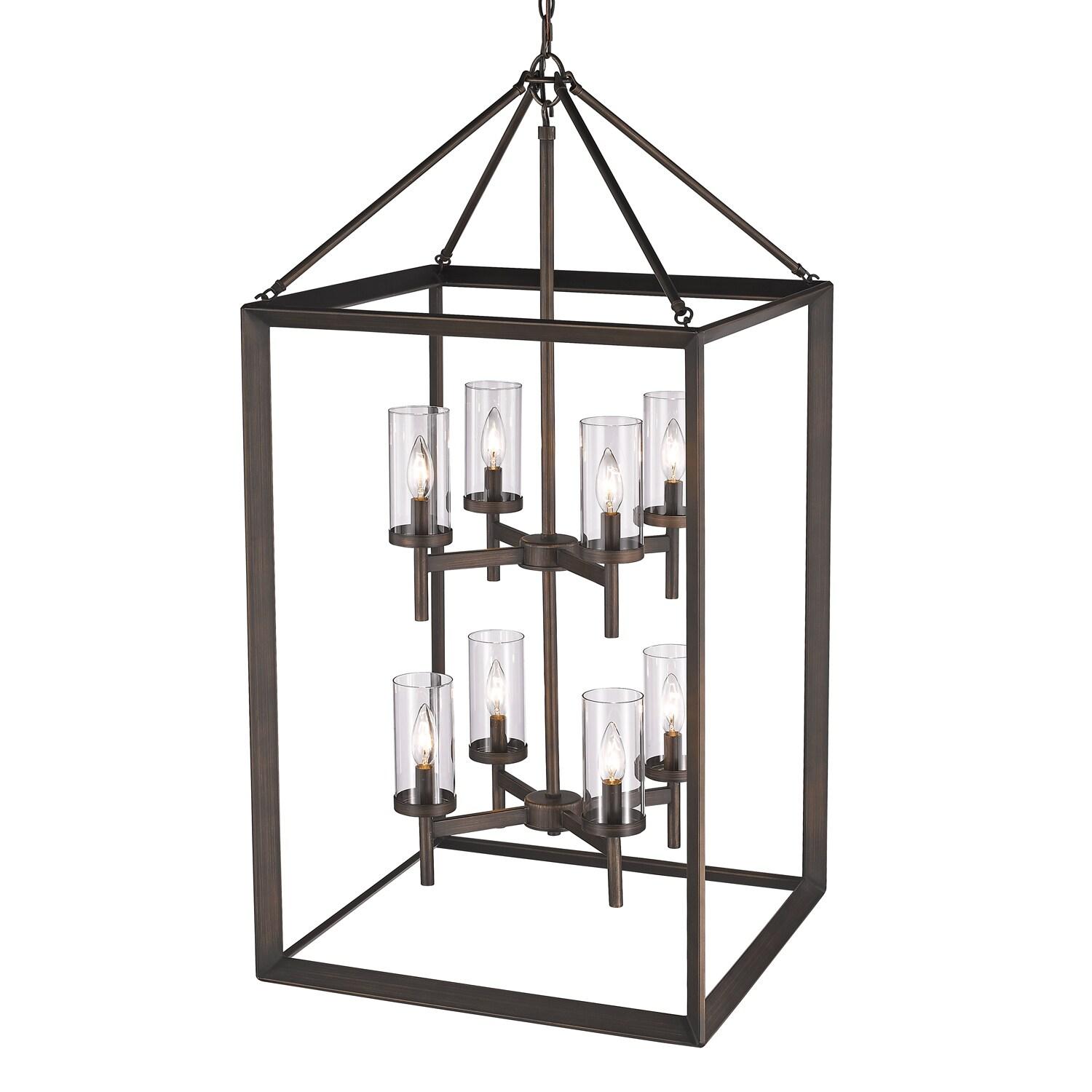 Golden Lighting Smyth 8-Light Pendant in Gunmetal Bronze with Clear Glass