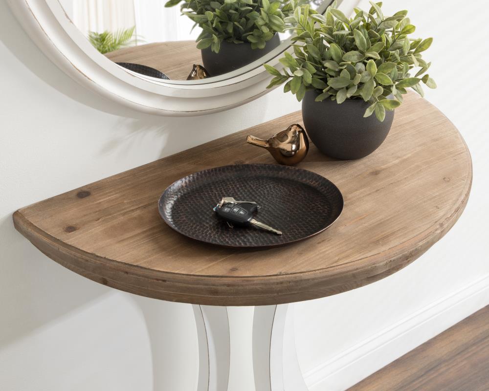 Kate and Laurel Linsley Half Circle Wood Console Table, 30x15x31, Rustic Brown
