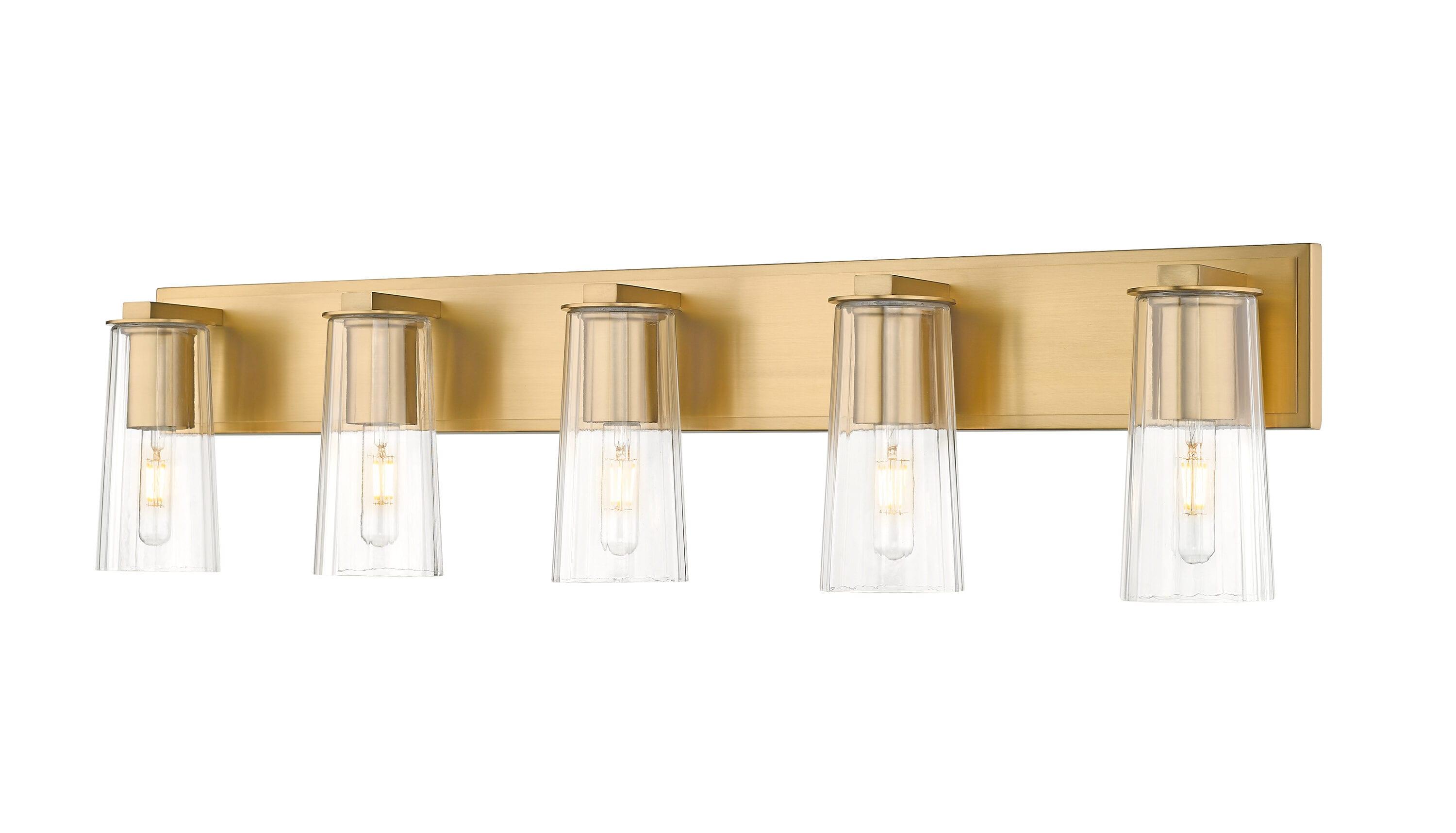 Modern Gold 5-Light Dimmable Cylinder Vanity Fixture