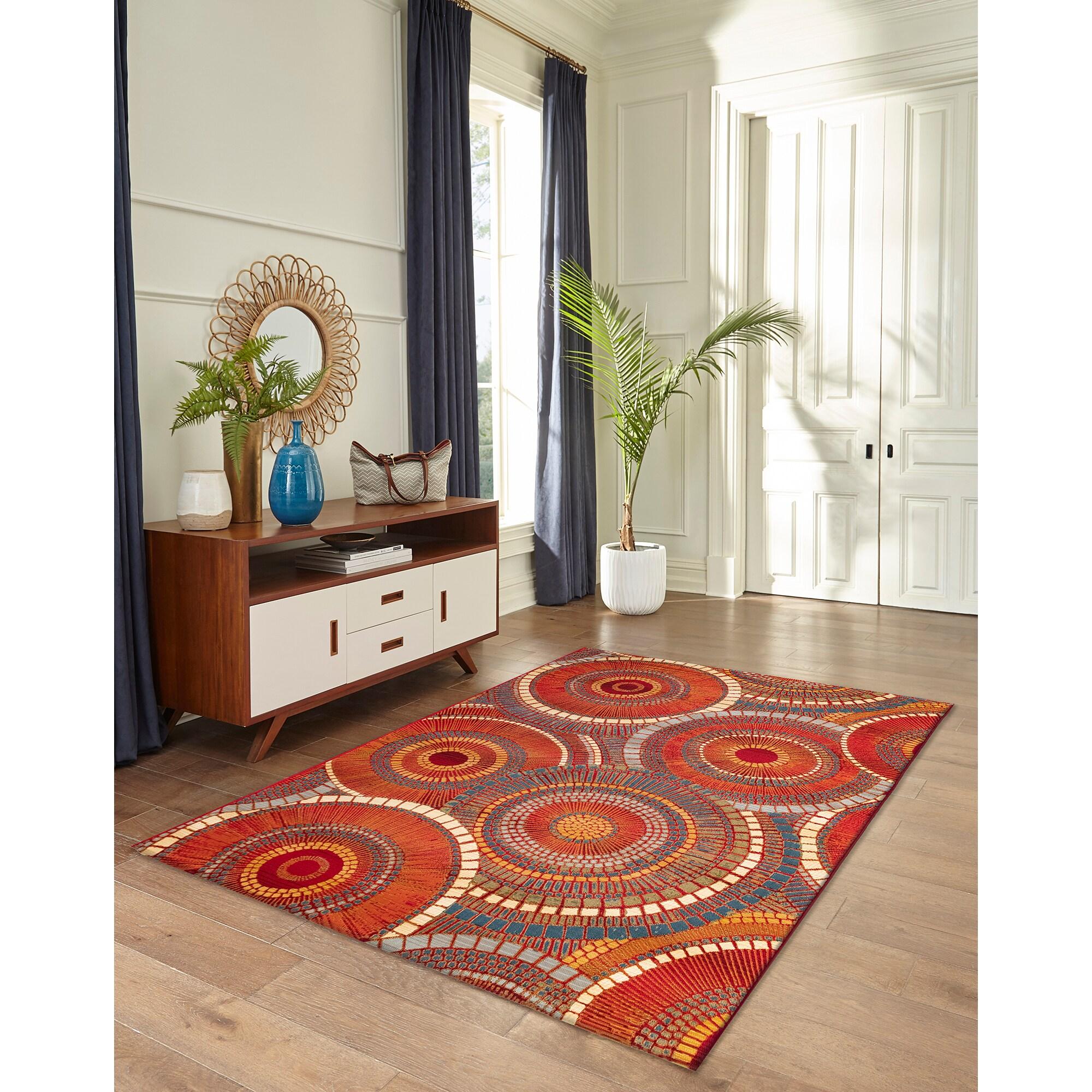 Liora Manne Marina Circles Indoor/Outdoor Rug Saffron 2'7" x 4'3"