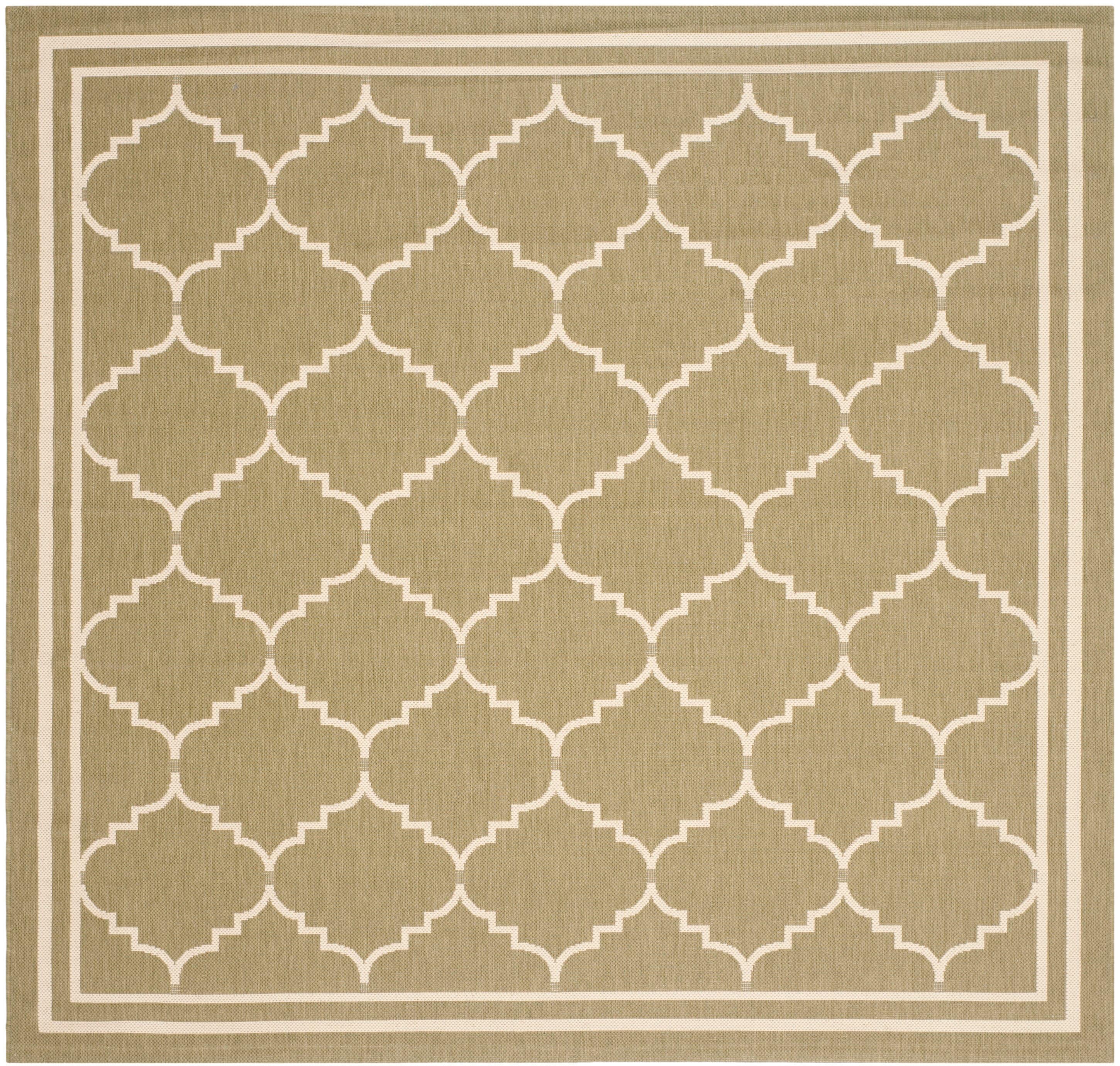 Courtyard CY6889 Power Loomed Indoor and Outdoor Area Rug - Green/Beige - 6'7"x6'7" - Safavieh