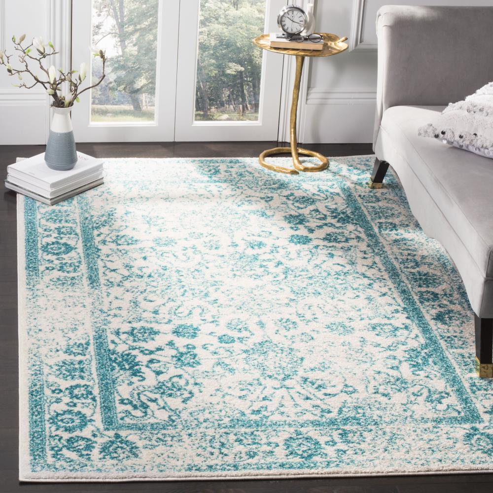 Adirondack ADR109 Machine Made Indoor Area Rug - Ivory/Teal - 5'-1"x7'-6" - Safavieh