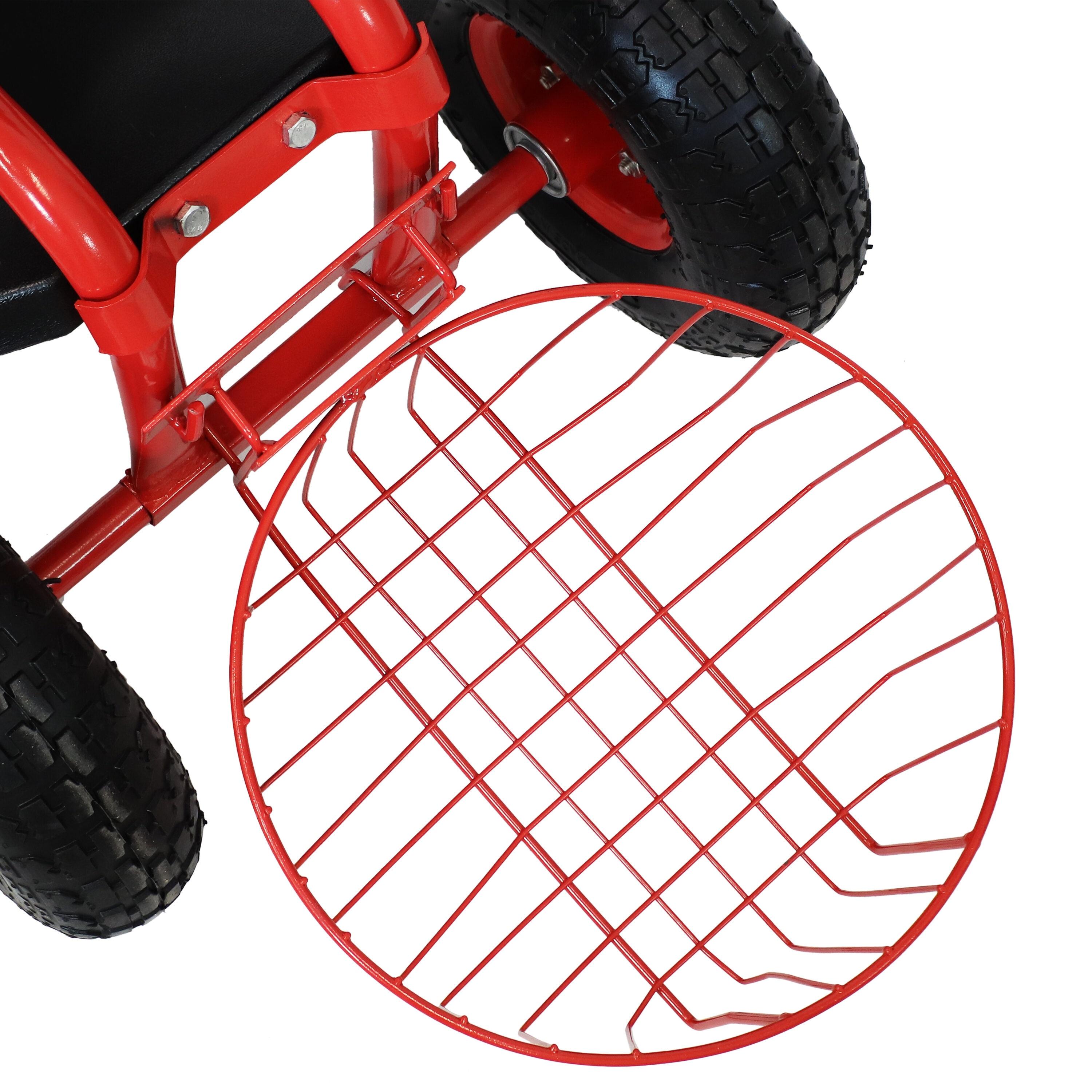 SunnyDaze Decor Steel Steering Handle Swivel Seat & Basket Garden Cart