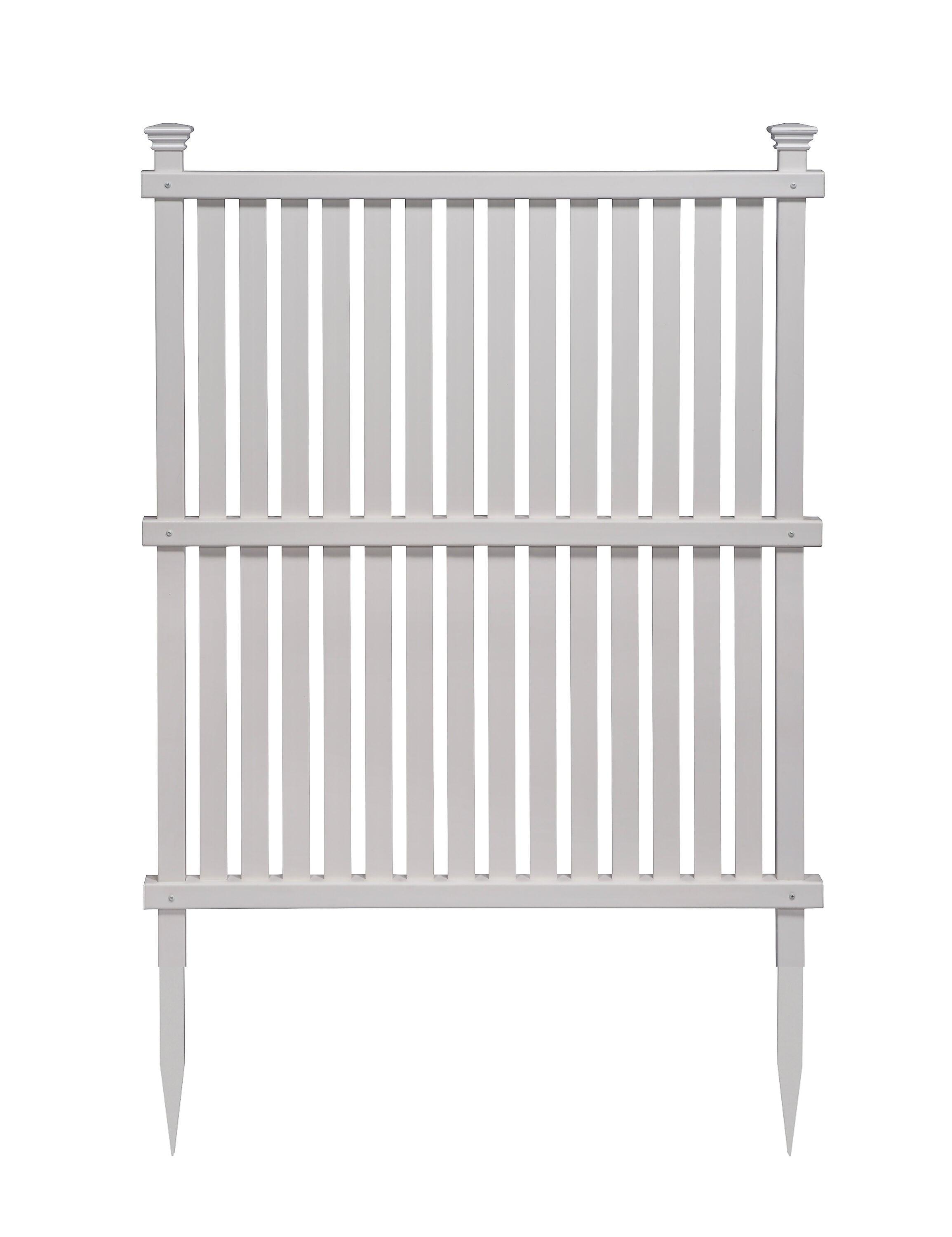 Enclo 45.5in H x 36.5in W (2 Panels) No Dig Enclo Wilmington White Vinyl Privacy Screen, Outdoor Privacy Panels, Trash Can Enclosure, Air Conditioner Fence, Pool Equipment Enclosure, ZP19008