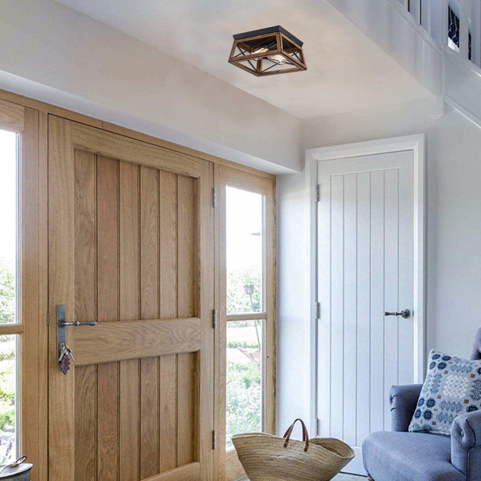 2-Light Farmhouse Close to Ceiling Light Fixture, Flush Mount Ceiling Light for Kitchen, Dining Room, Living Room, Hallway