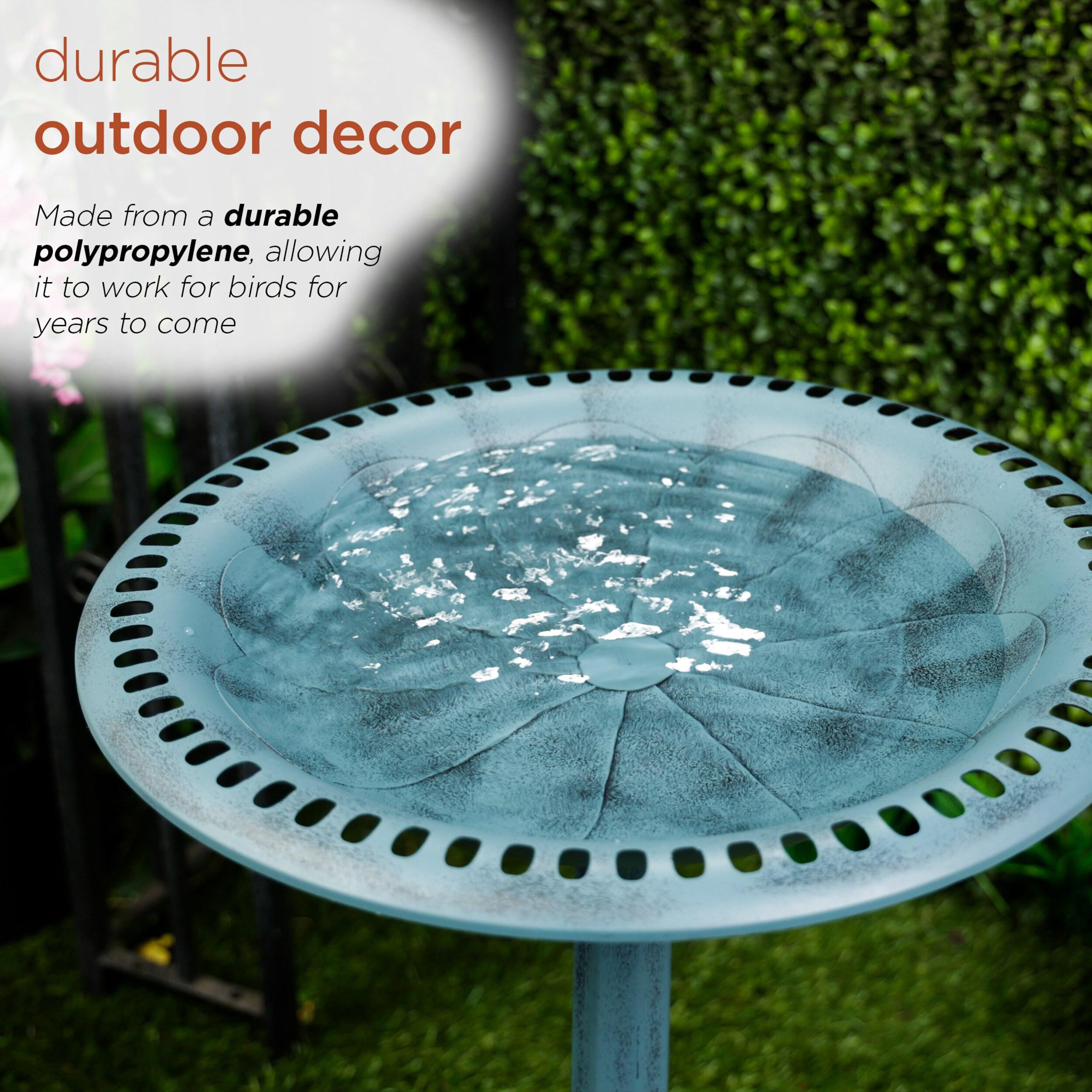 Alpine Pedestal Birdbath with Scrollwork Base and Stakes