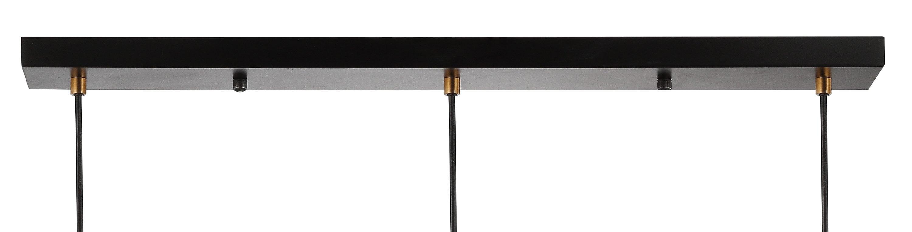 Edison 33.25" Linear 3-Light Metal Linear LED Pendant, Black/Brass Gold