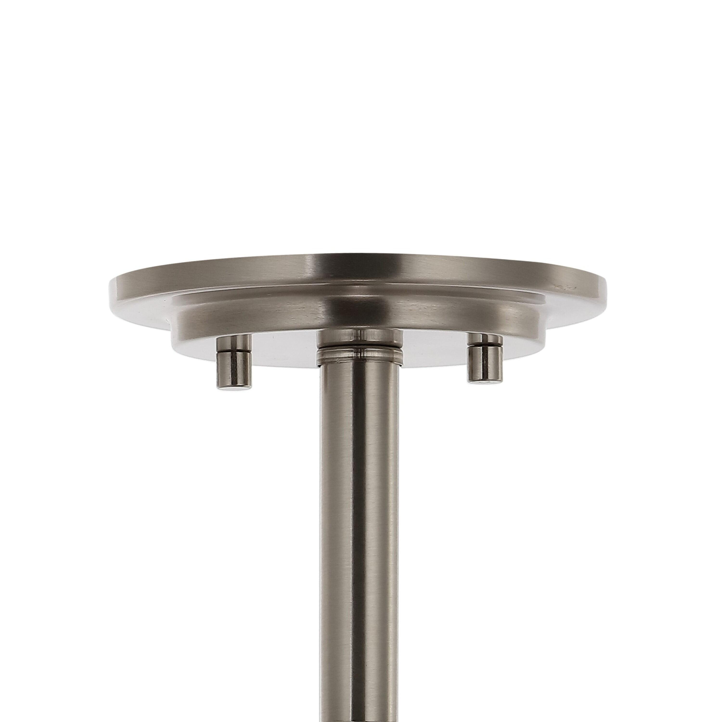 Lina 13.75" 3-Light Modern Industrial Iron/Seeded Glass LED Semi Flush Mount, Nickel/Clear