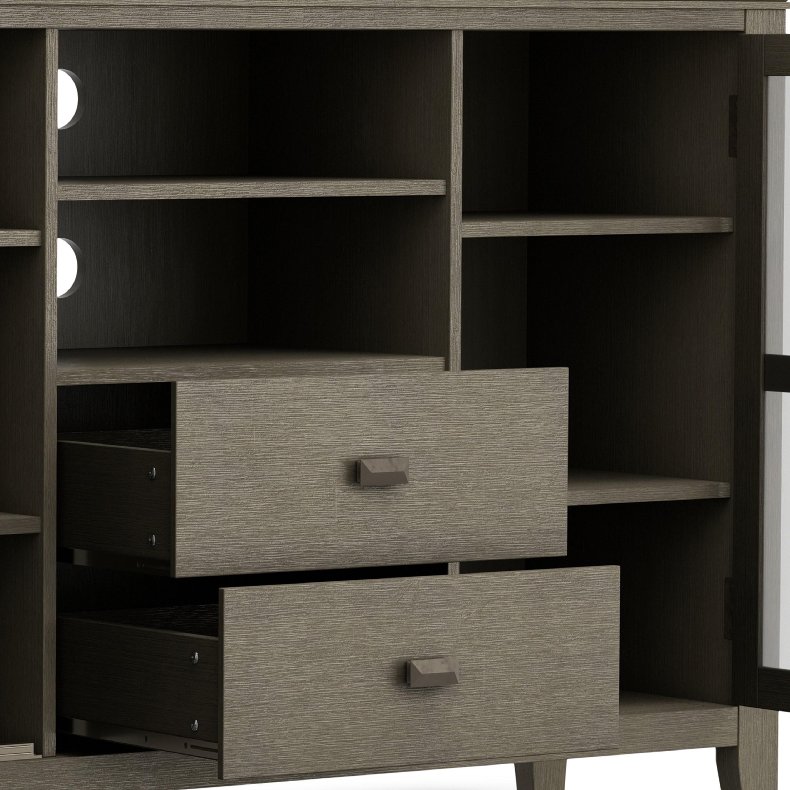 Simpli Home Artisan 53"W Solid Wood Contemporary Tall TV Stand for TVs up to 60" with Adjustable Shelves