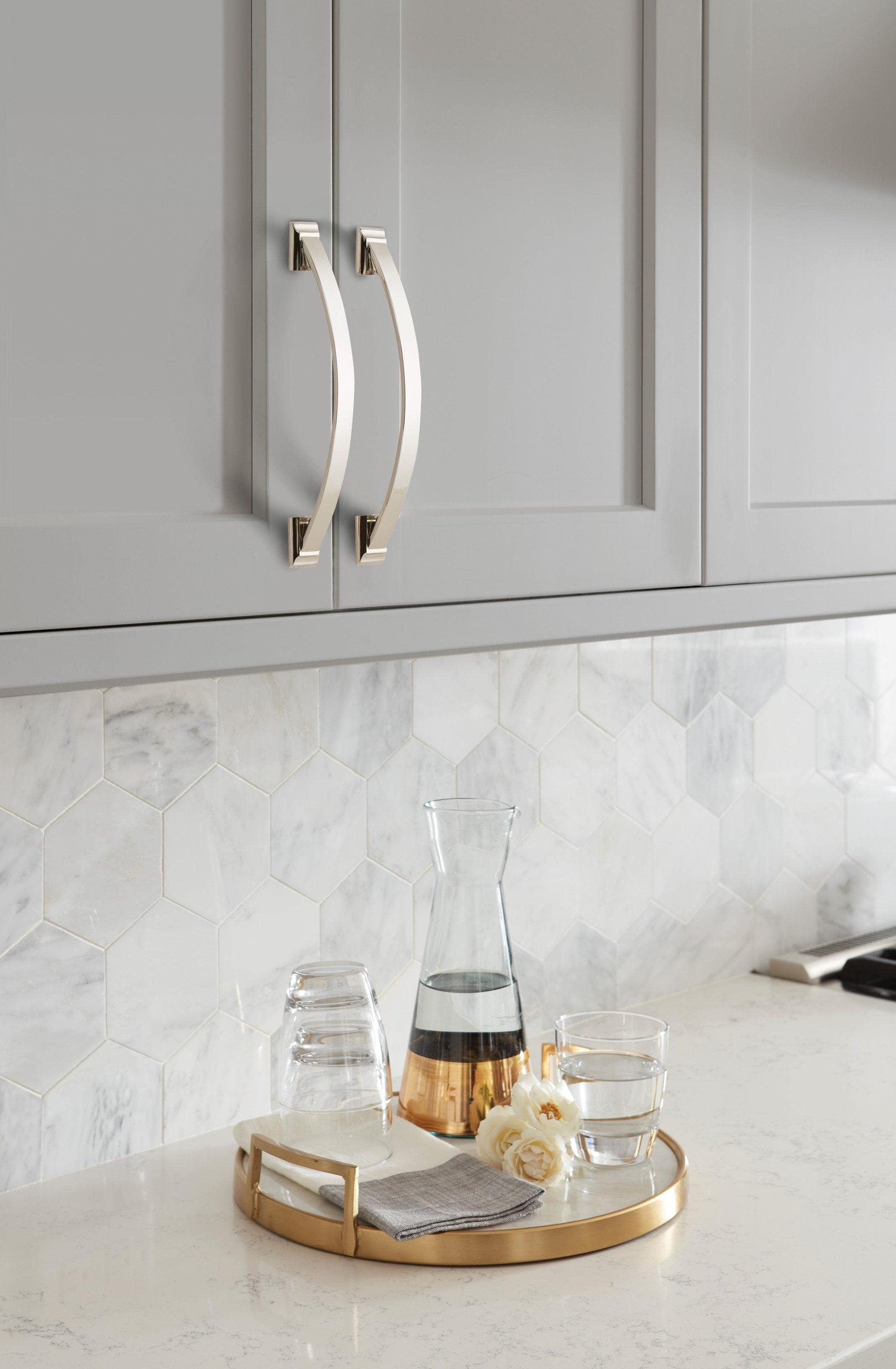 Amerock Candler 6-5/16 inch (160mm) Center-to-Center Polished Nickel Cabinet Pull