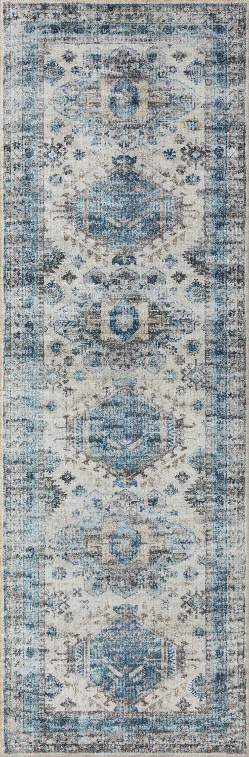 Loloi II Heidi Collection HEI-04 Ivory / Ocean, Southwestern Area Rug 2'-6" x 7'-6"