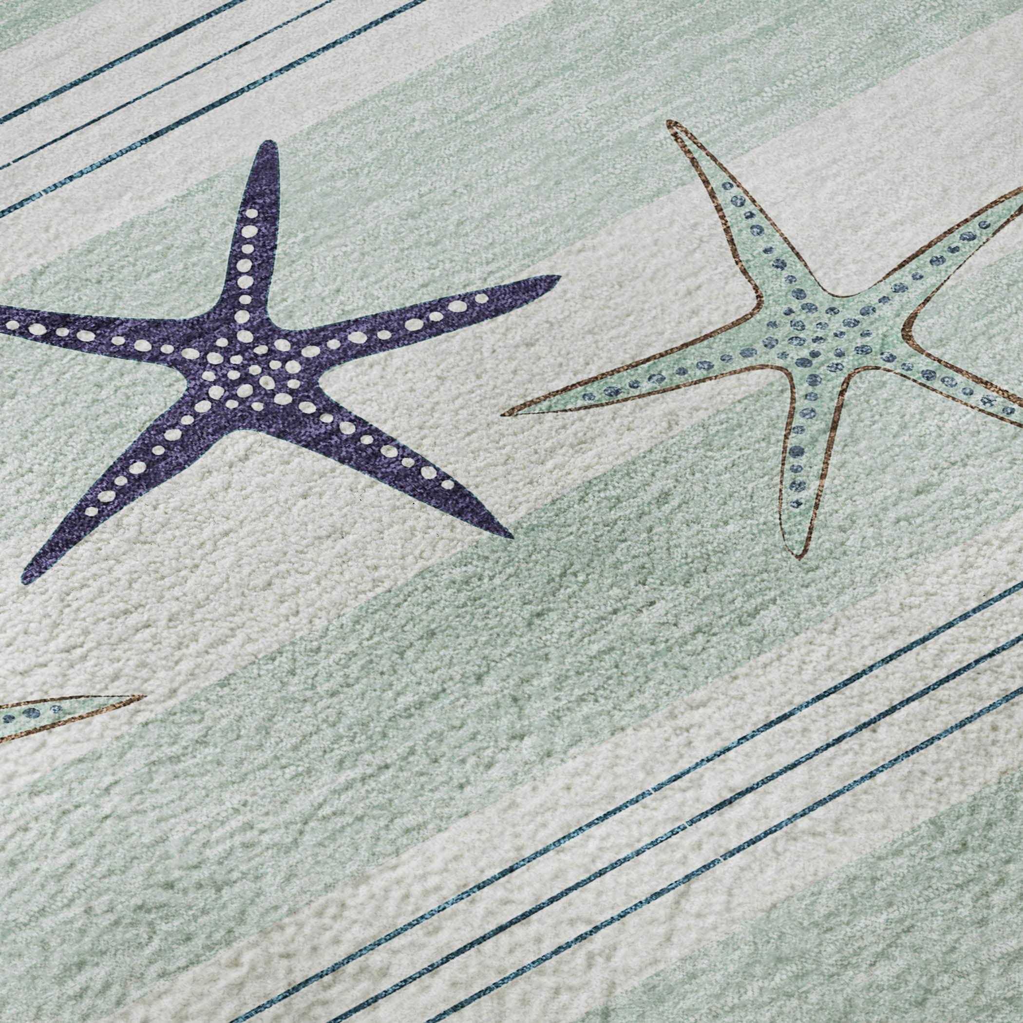 Addison Rugs Mayfield Washable Coastal Starfish Seaglass Rectangle Rug, 3' x 5'