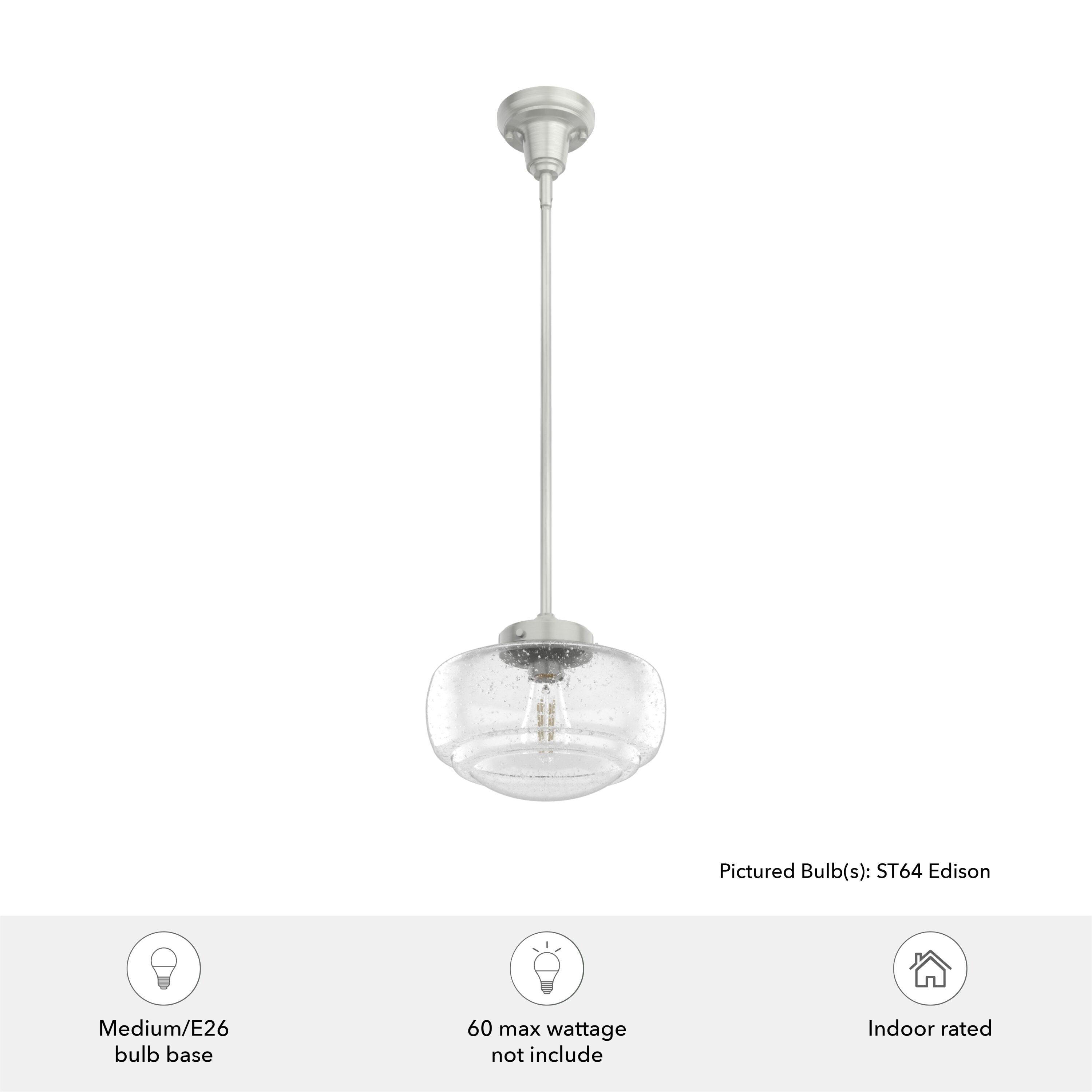 Saddle Creek 1 - Light Single Schoolhouse Pendant with Glass