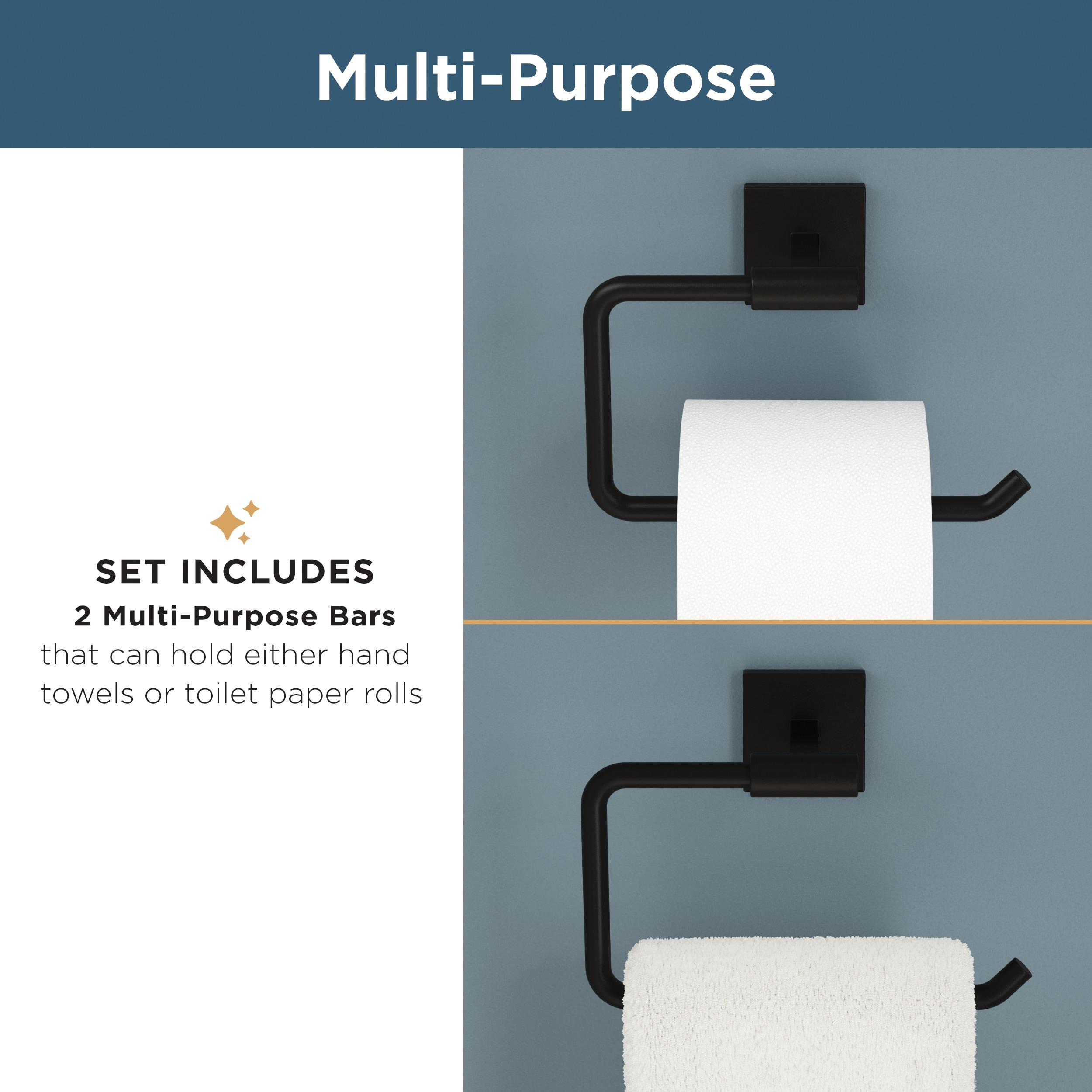 Franklin Brass Nash 4-Piece Bath Hardware Set 18" Towel Bar w/ Extender Toilet Paper Holder Towel Holder Towel Hook NASH64-SG