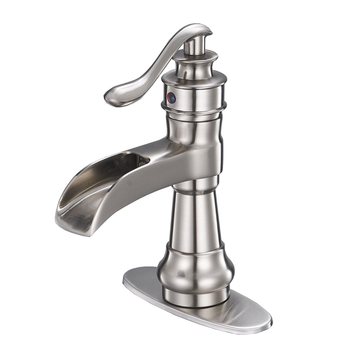 BWE Single Hole Single-Handle Low-Arc Bathroom Faucet in Brushed Nickel