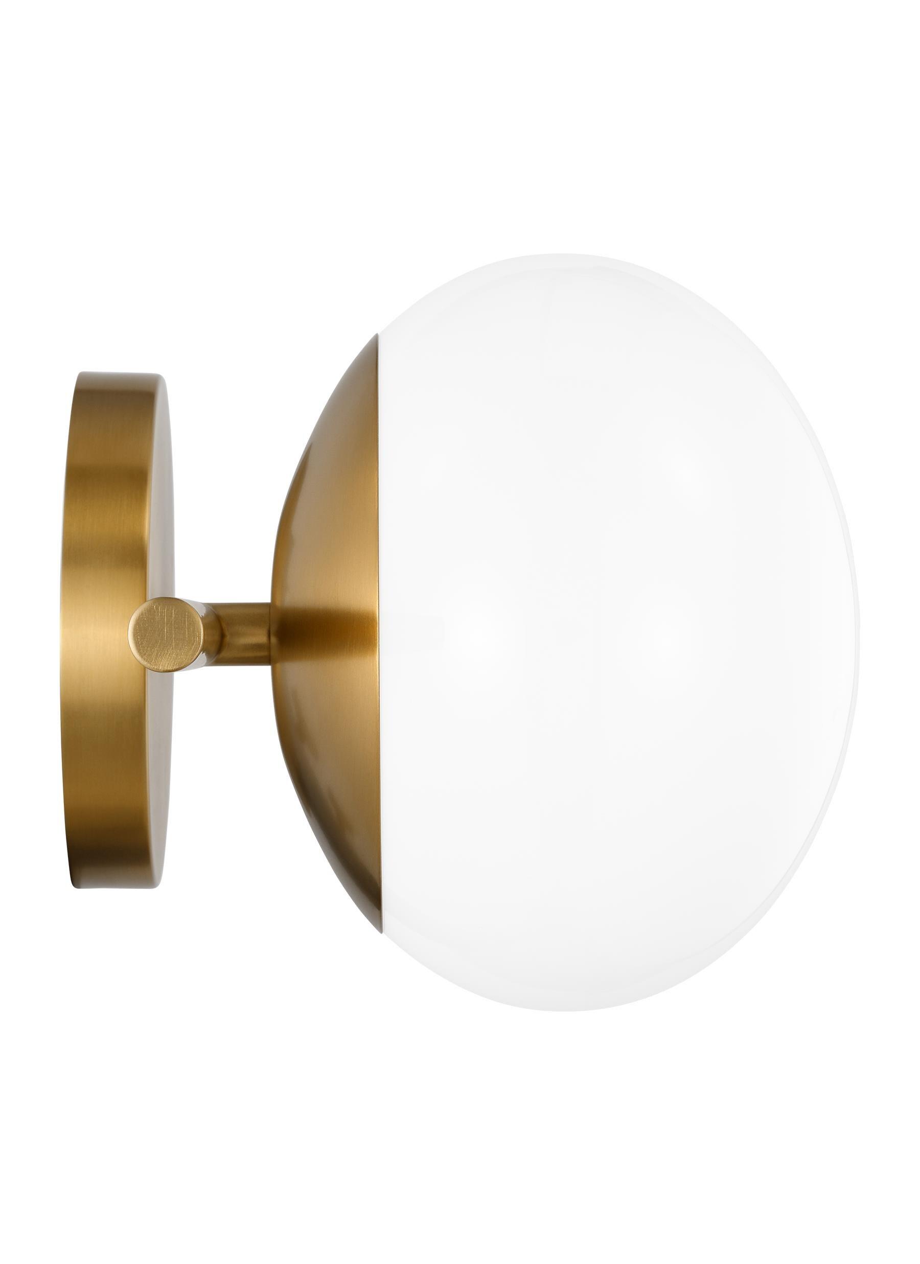 Ellen DeGeneres Crafted Symmetrical 2-Light Vanity in Burnished Brass with Milk White Glass