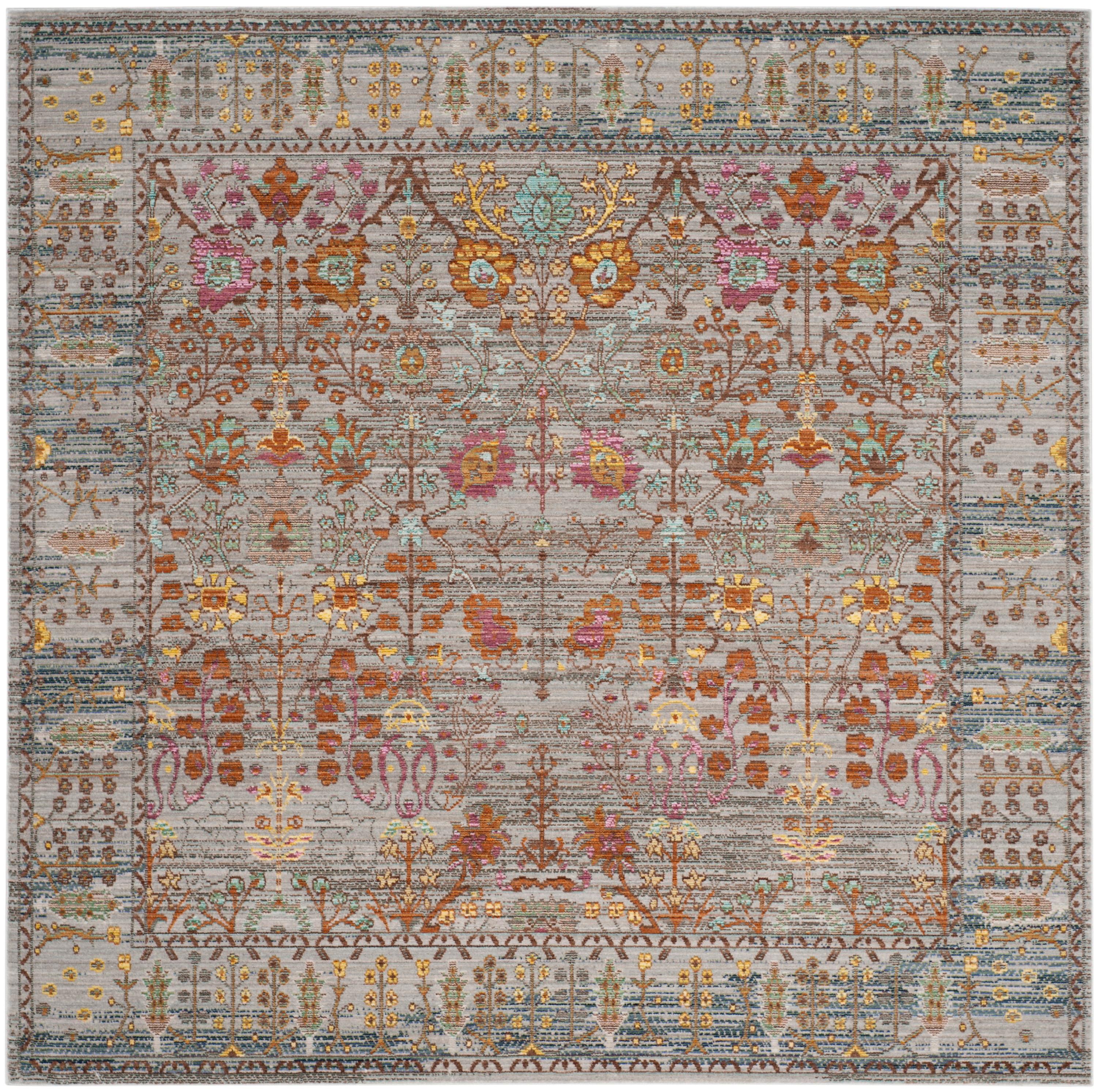 Valencia VAL108 Power Loomed Indoor Area Rug - Grey/Multi - 6'7"x6'7" - Safavieh