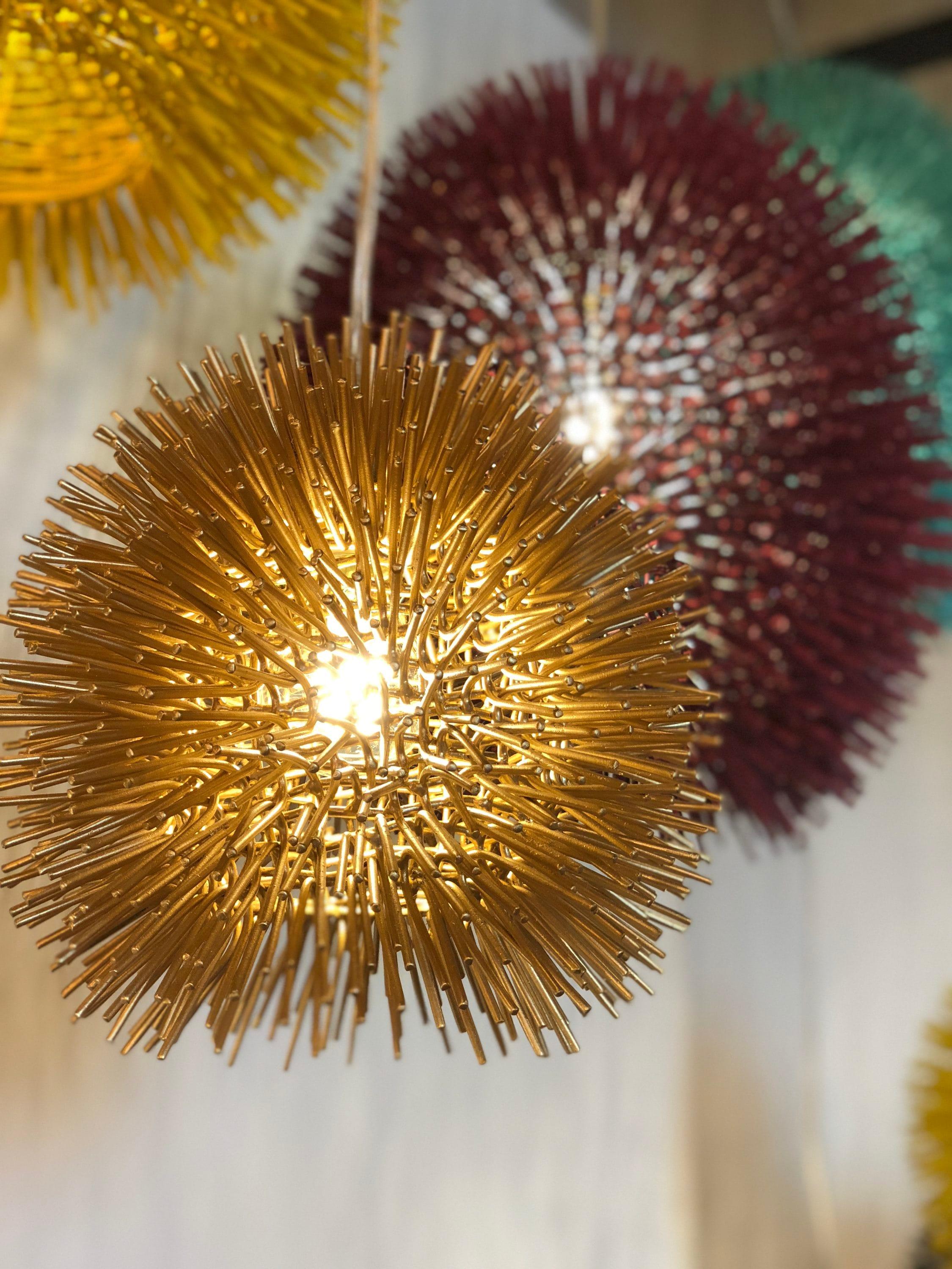 Aurelia 6'' Gold Sea Urchin Mini Pendant with Recycled Steel