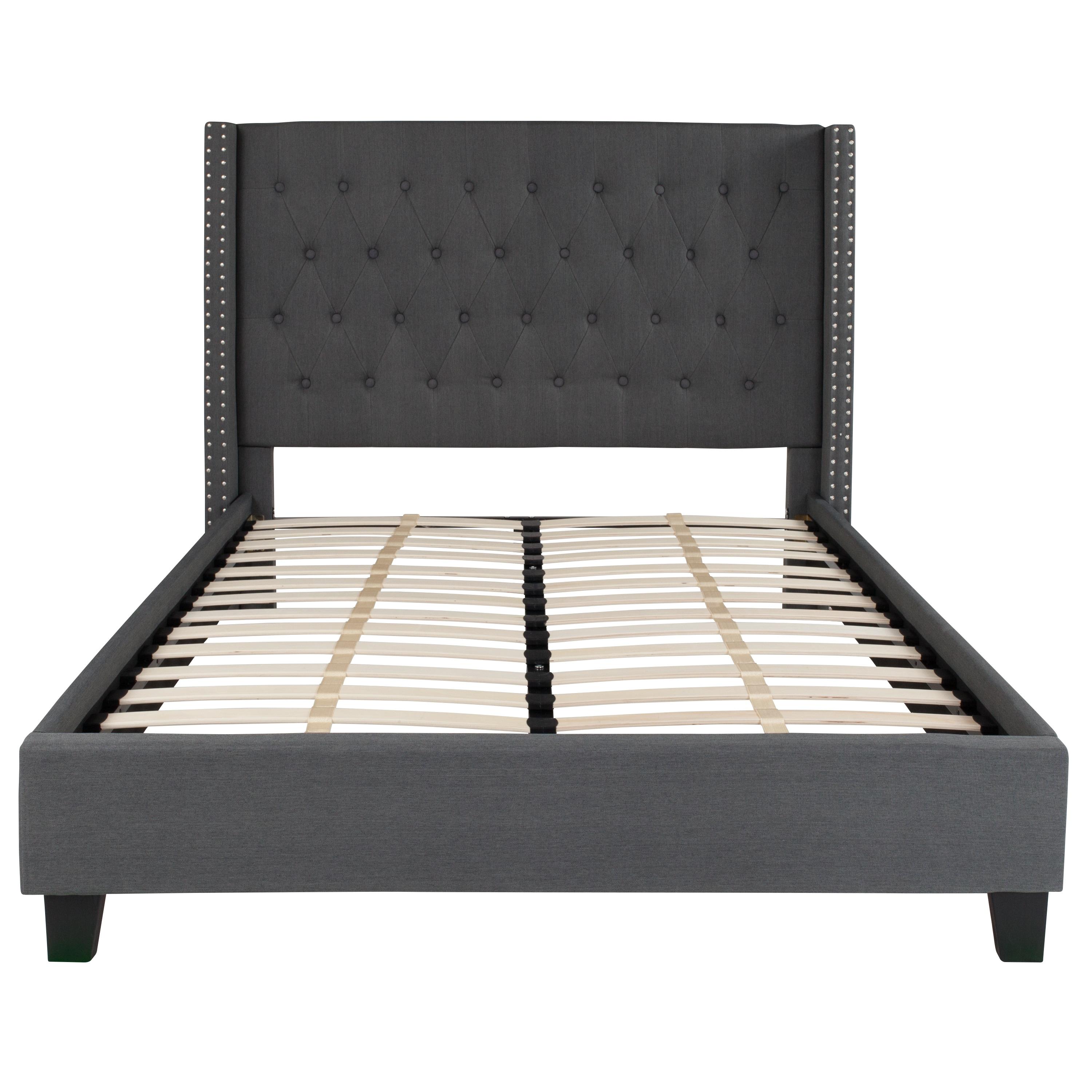 Flash Furniture Riverdale Full Size Tufted Upholstered Platform Bed in Dark Gray Fabric
