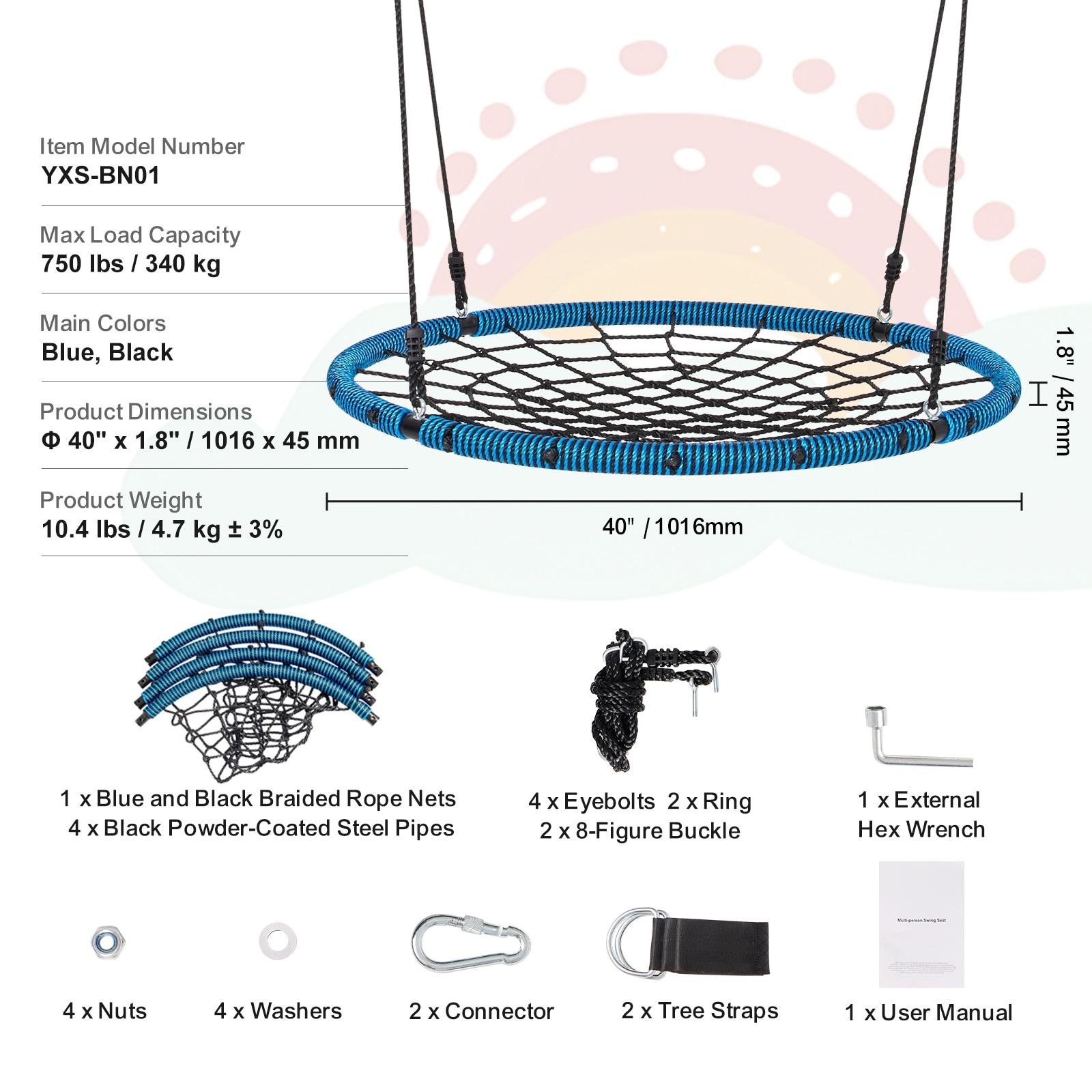 Blue and Black 40" Spider Web Saucer Swing Set