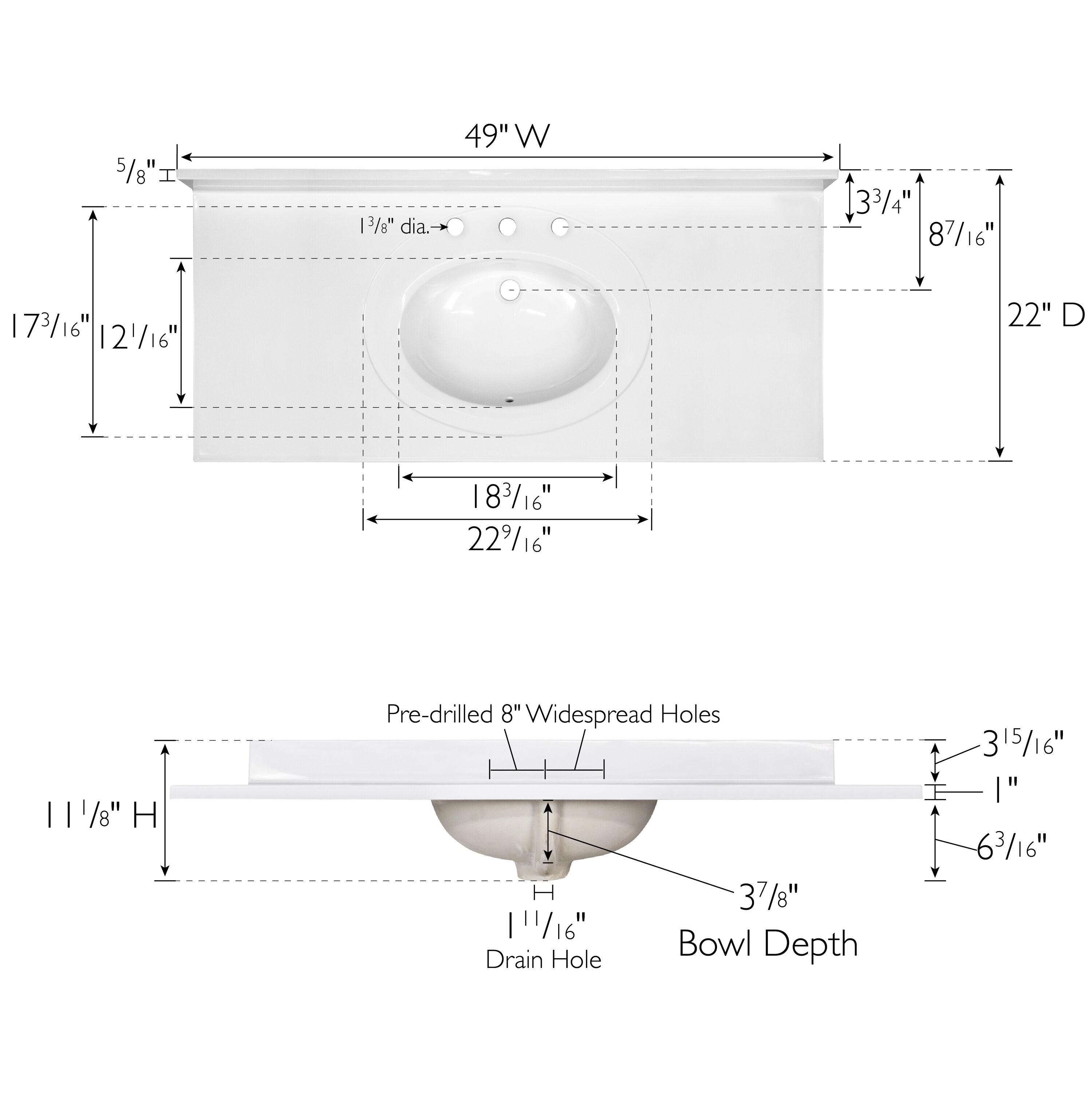 49-inch Cultured Marble Vanity Top with Backsplash, Improved Package, White – Design House, 586388