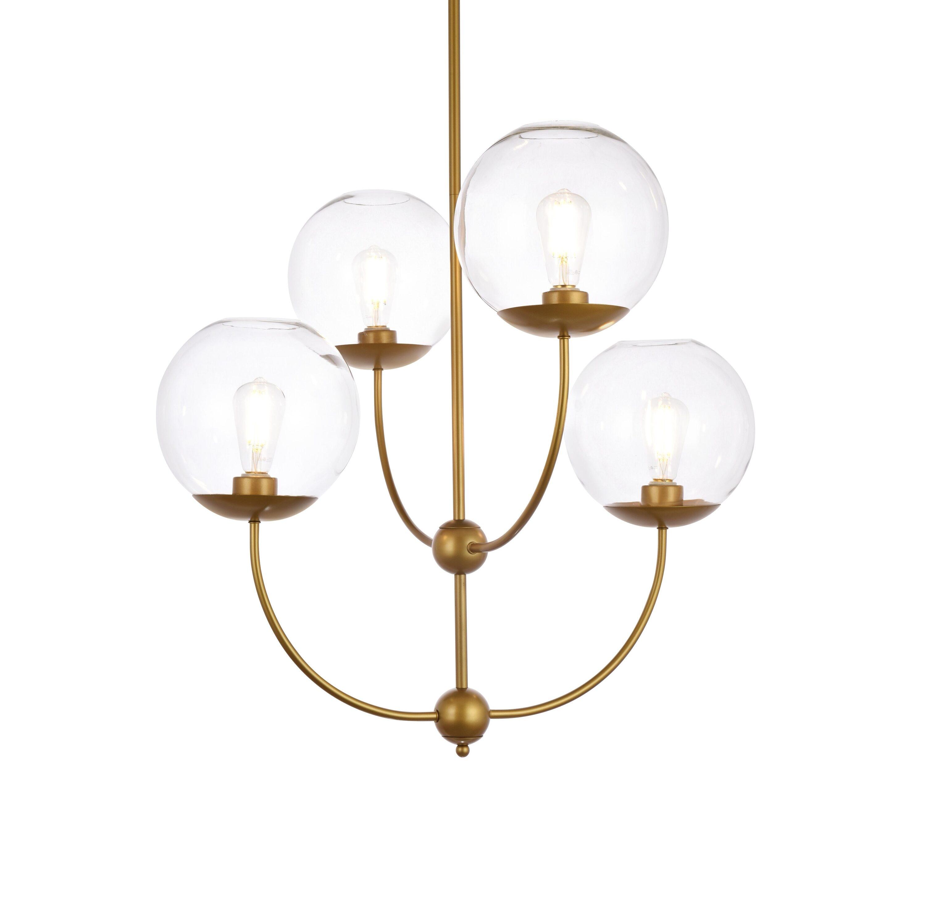 Elegant Lighting Lennon 31.5 inch pendant in brass with clear shade
