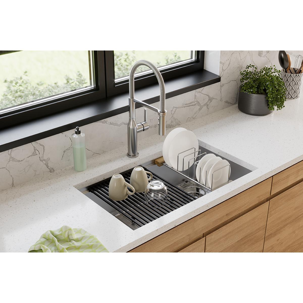 Crosstown Workstation 32" L x 19" W Undermount Kitchen Sink with Accessories