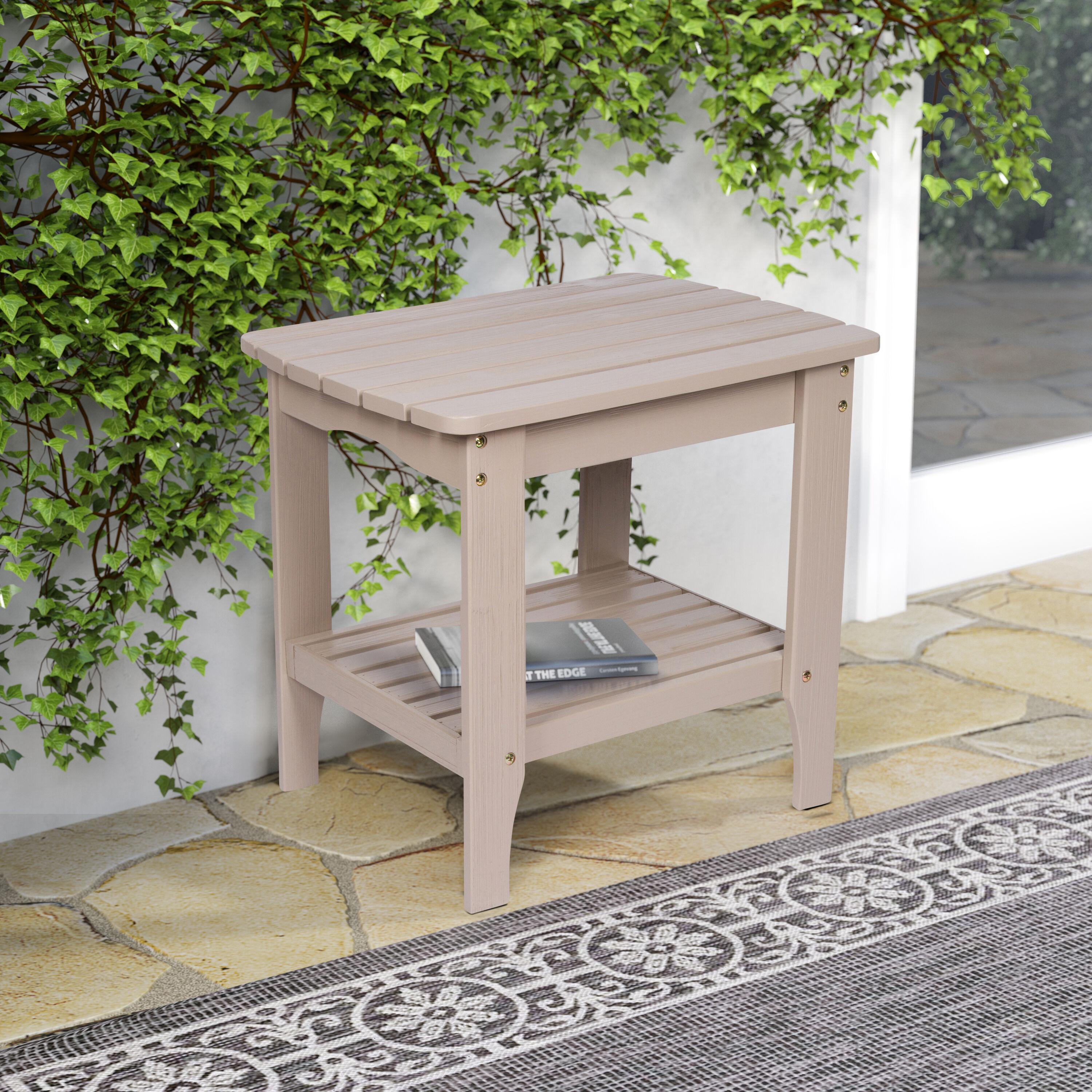 Shine Company Rectangular Traditional Wood Indoor/Outdoor Side Table in Gray