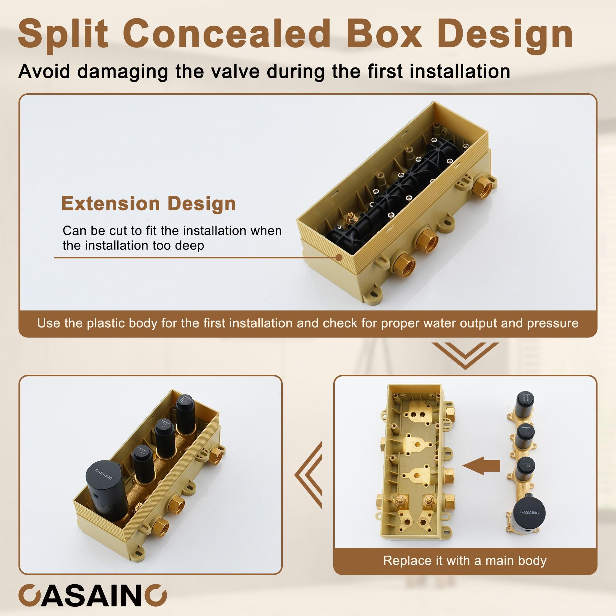 3 Functions 12 Inch Wall Mount Thermostatic Shower System with 6 Body Jets