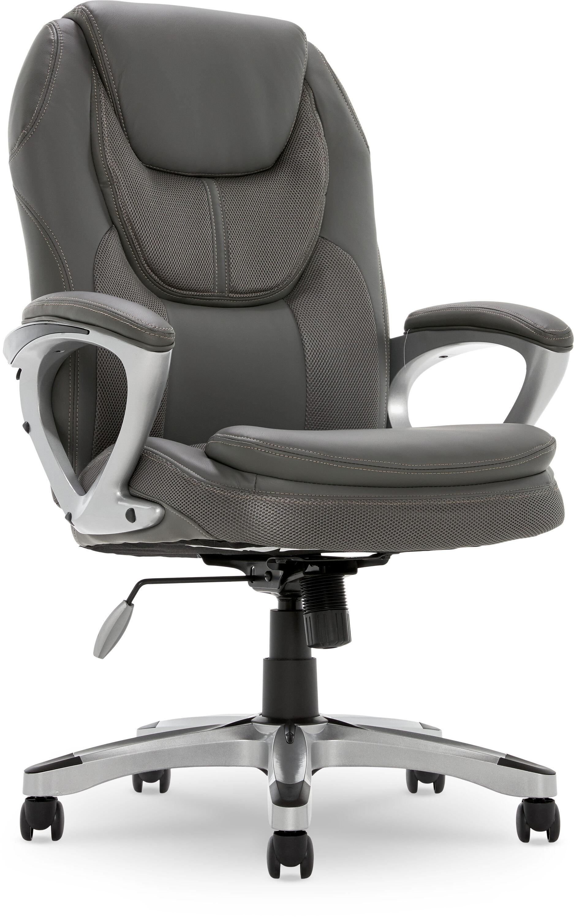 Amplify Executive Mesh Office Chair Seamless Light Gray - Serta: Ergonomic with Fixed Arms & Casters, Adjustable Height