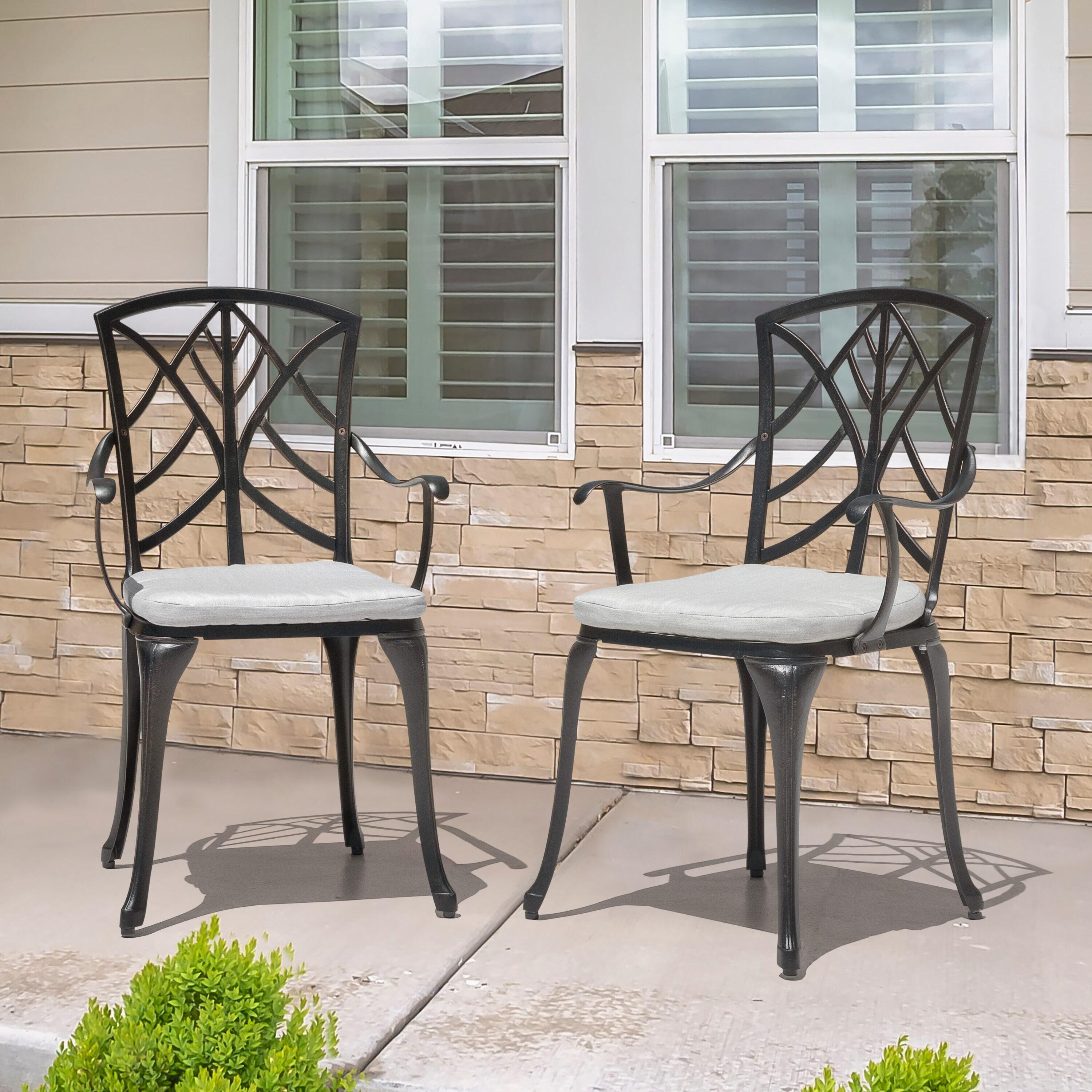 15 in. x 16 in. Outdoor Patio Chair Seat Cushion in Gray (2-Pack)