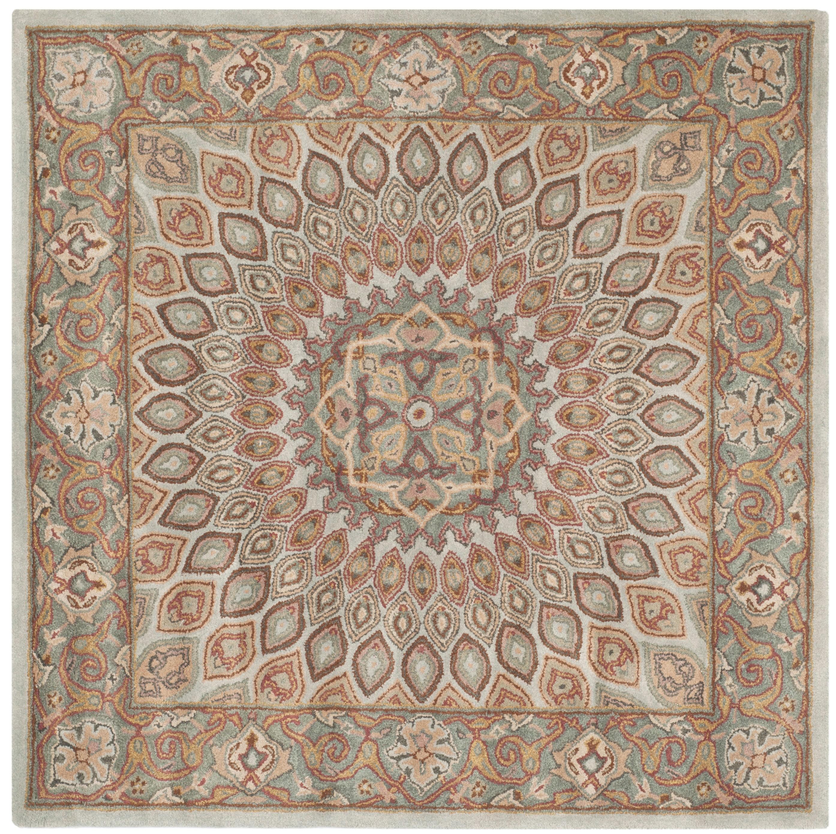 SAFAVIEH Heritage Shevon Traditional Wool Area Rug, Blue/Grey, 10' x 10' Square