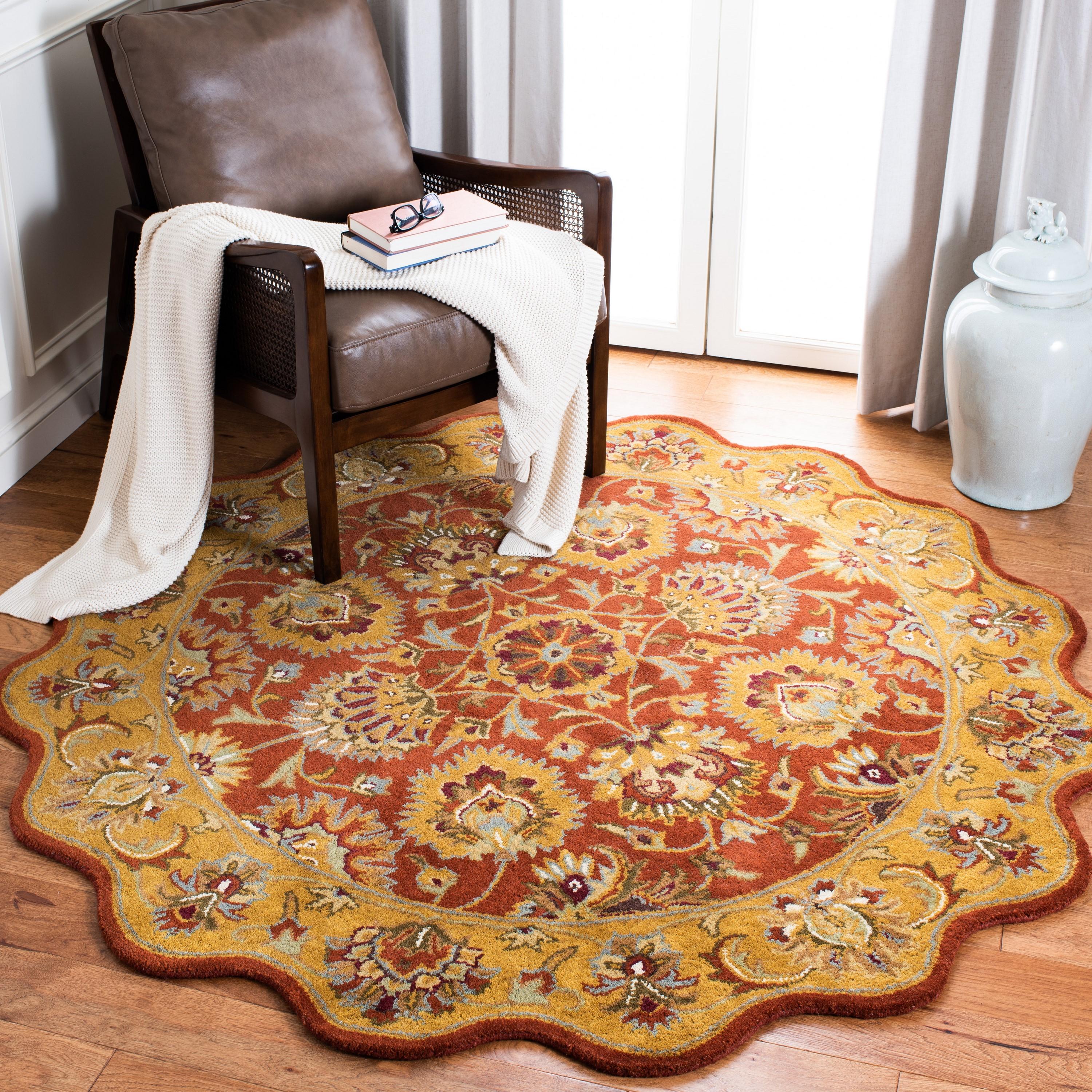 Heritage HG820 Hand Tufted Area Rug - Red/Natural - 6' Round - Safavieh.