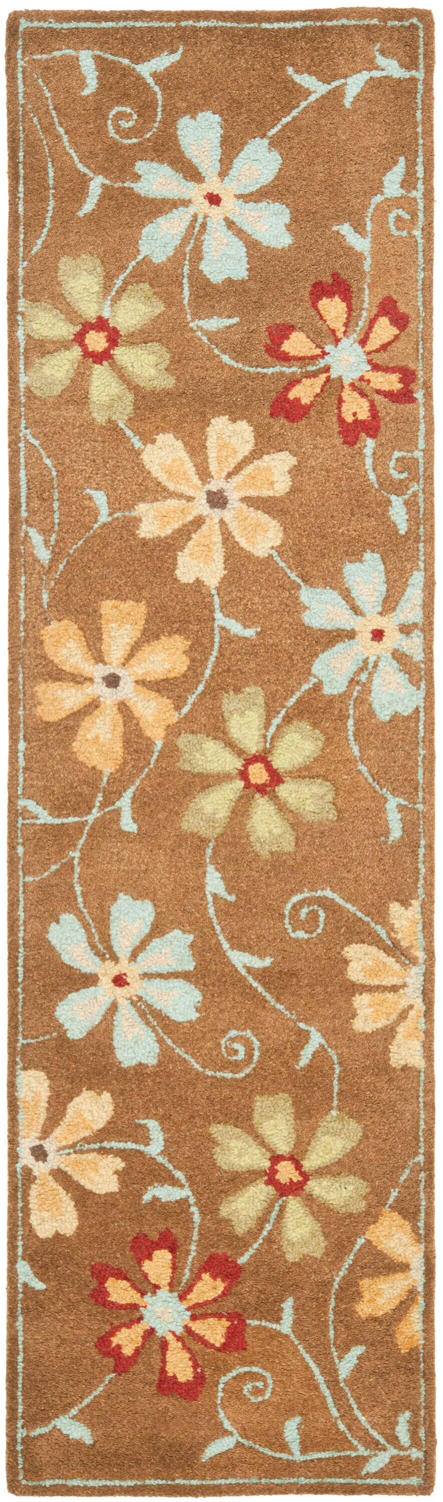 Blossom BLM784 Hand Hooked Runner Rug - Camel/Multi - 2'3"x8' - Safavieh.