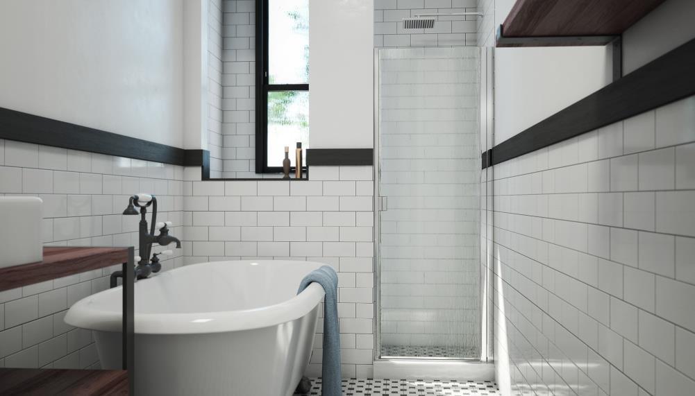 RD 24" W x 66" H Hinged Semi-Frameless Shower Door