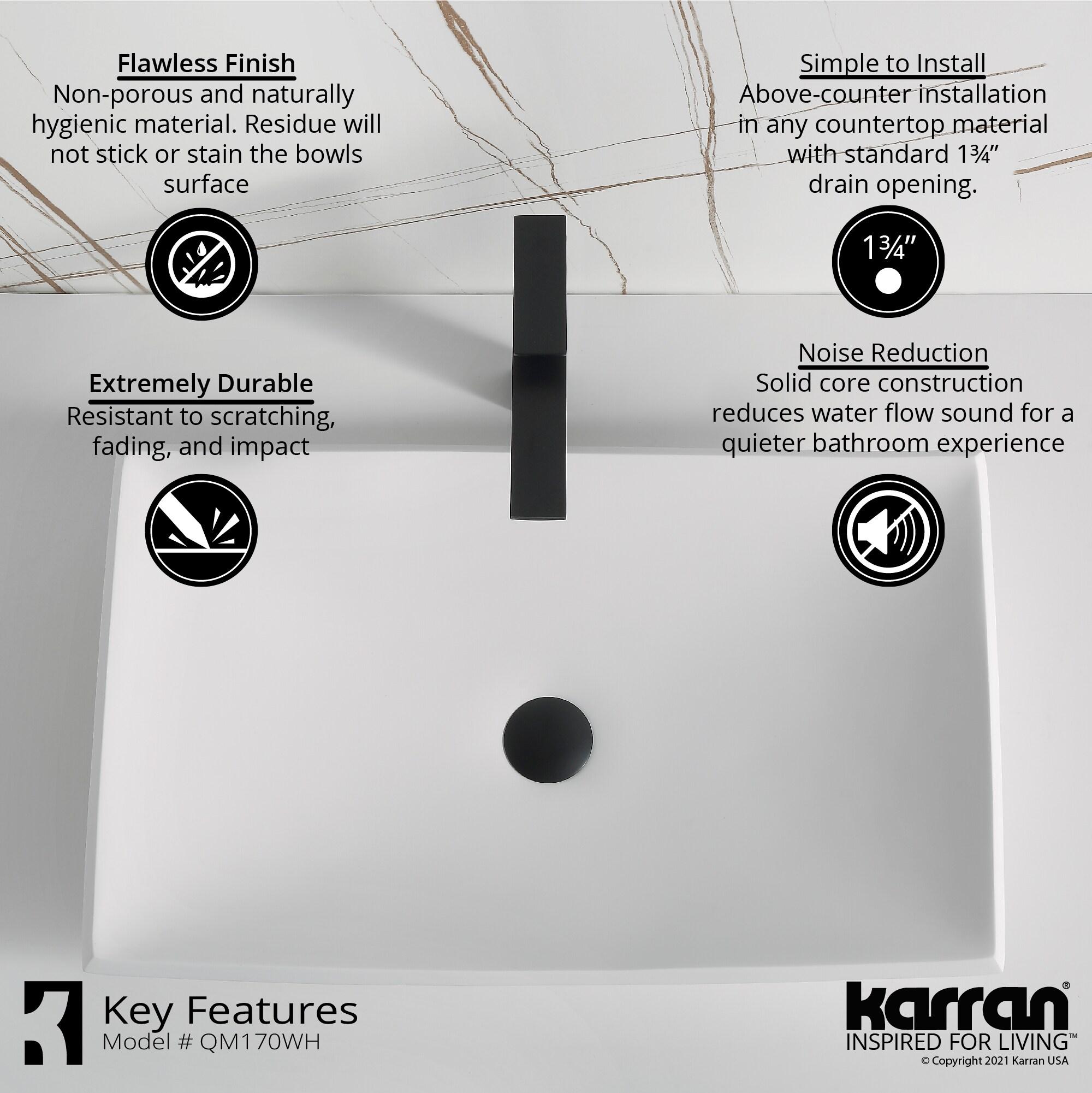 Karran Quattro 25-1/4'' X 15-1/2'' Matte White Acrylic Rectangular Vessel Sink