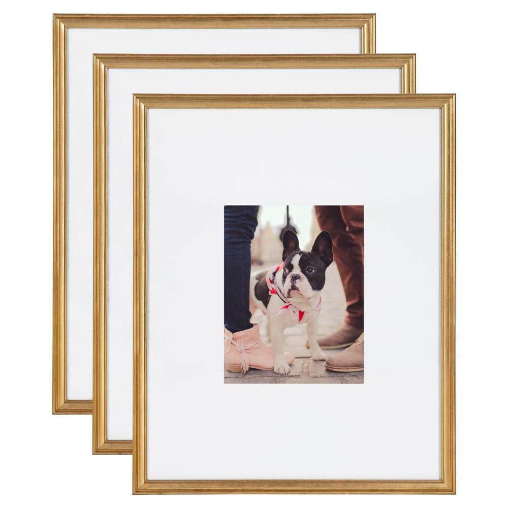 Kate & Laurel All Things Decor: 3-Pc Adlynn Gold Frames, Gallery Wall Set, 16x20 Matted to 8x10